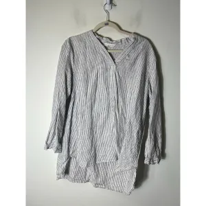 Neu Nomads Black White Stripe Long Sleeve Linen Tunic Sz M