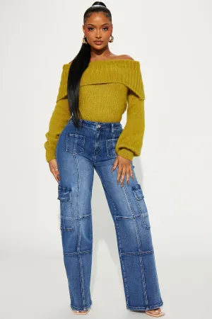 Never Stop Low Stretch Cargo Straight Leg Jeans - Dark Wash