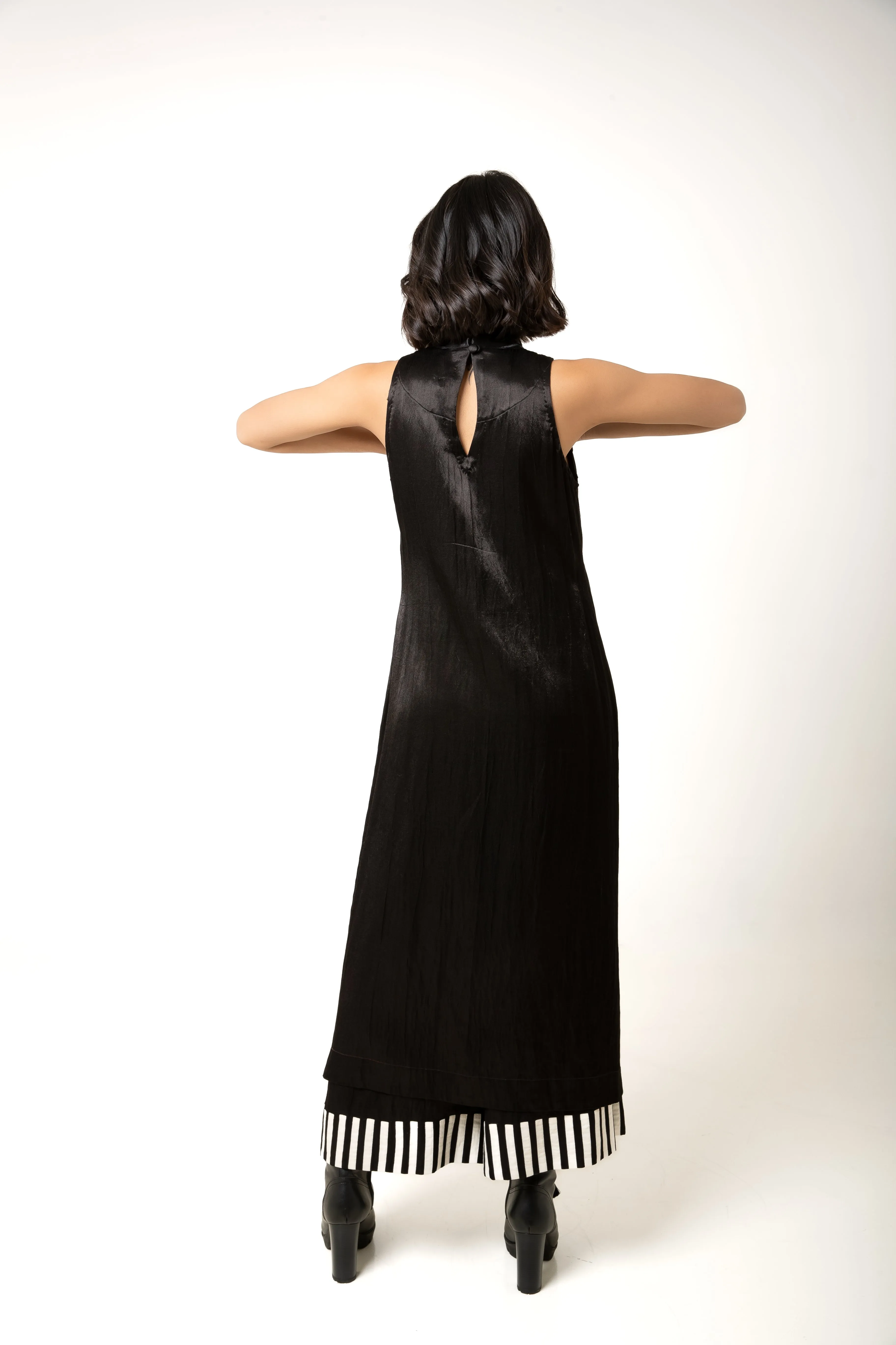 New Season Summer/Fall 2024-Tunic Embroidered Mashru Silk Panda Black -Ka-Sha - Fashion Edit Aseem