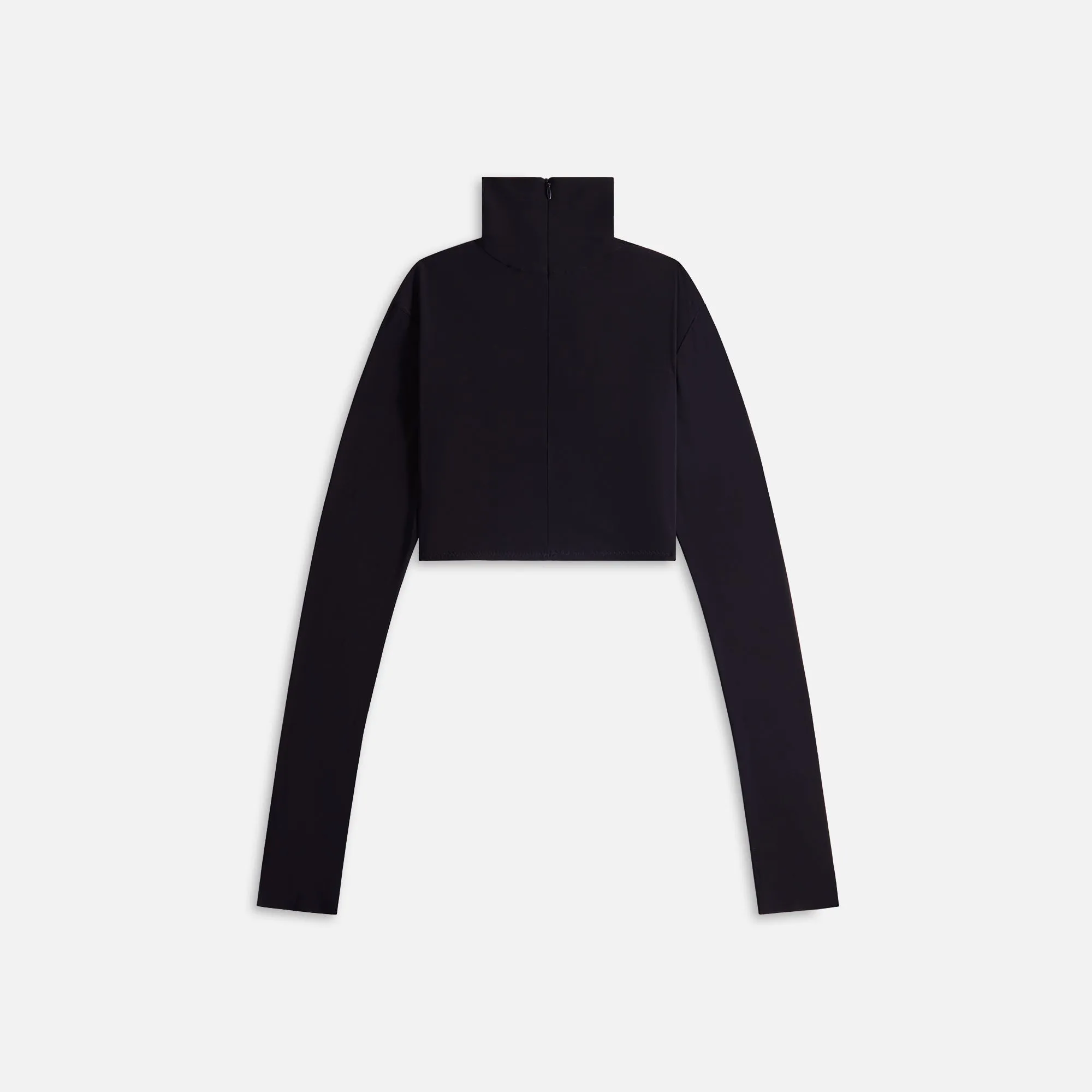 Norma Kamali Cropped Slim Fit Long Sleeve Turtleneck Top - Black