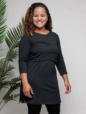 Nursing Tunic Cotton Dress | Charcoal