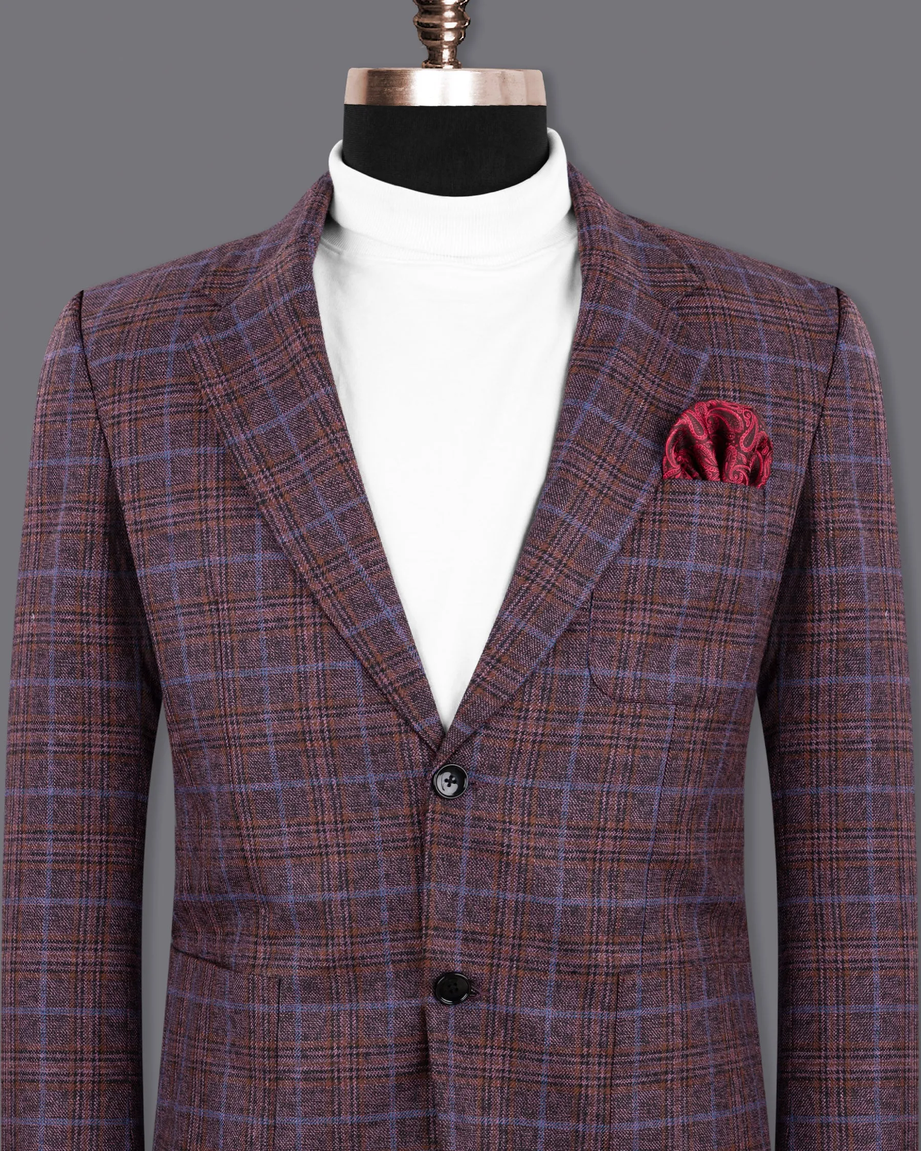 Old Copper Colorful Plaid Wool Rich Blazer