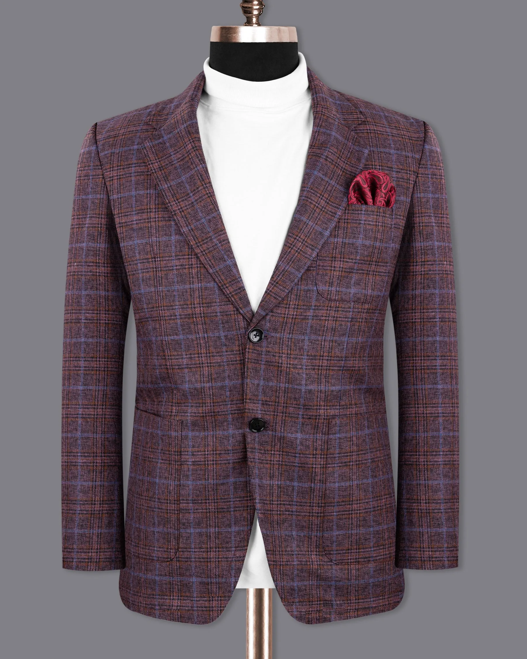 Old Copper Colorful Plaid Wool Rich Blazer