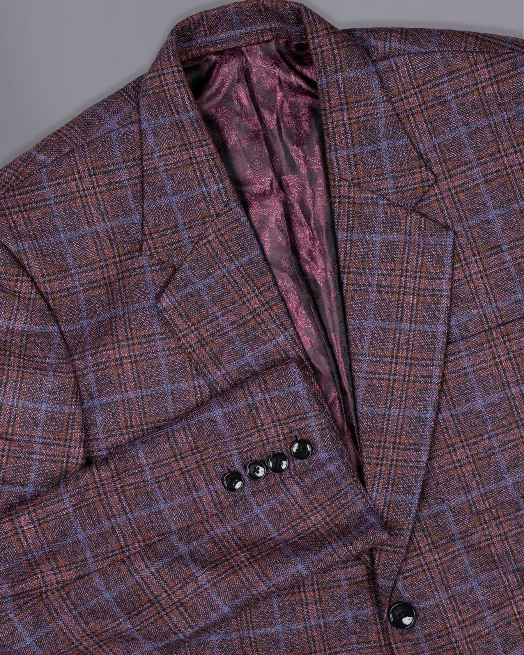 Old Copper Colorful Plaid Wool Rich Blazer