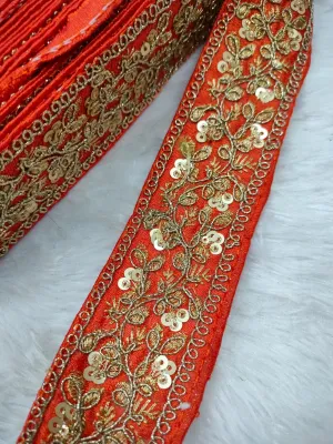 Orange Fancy Zari Embellished Trim
