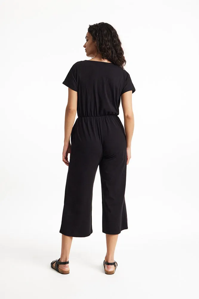 Organic Cotton Short Sleeve Wide Leg Jumpsuit