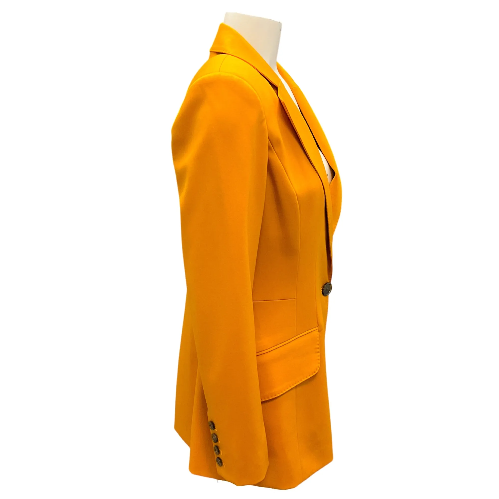 Oscar de la Renta Mustard 2020 One-Button Classic Wool Blazer