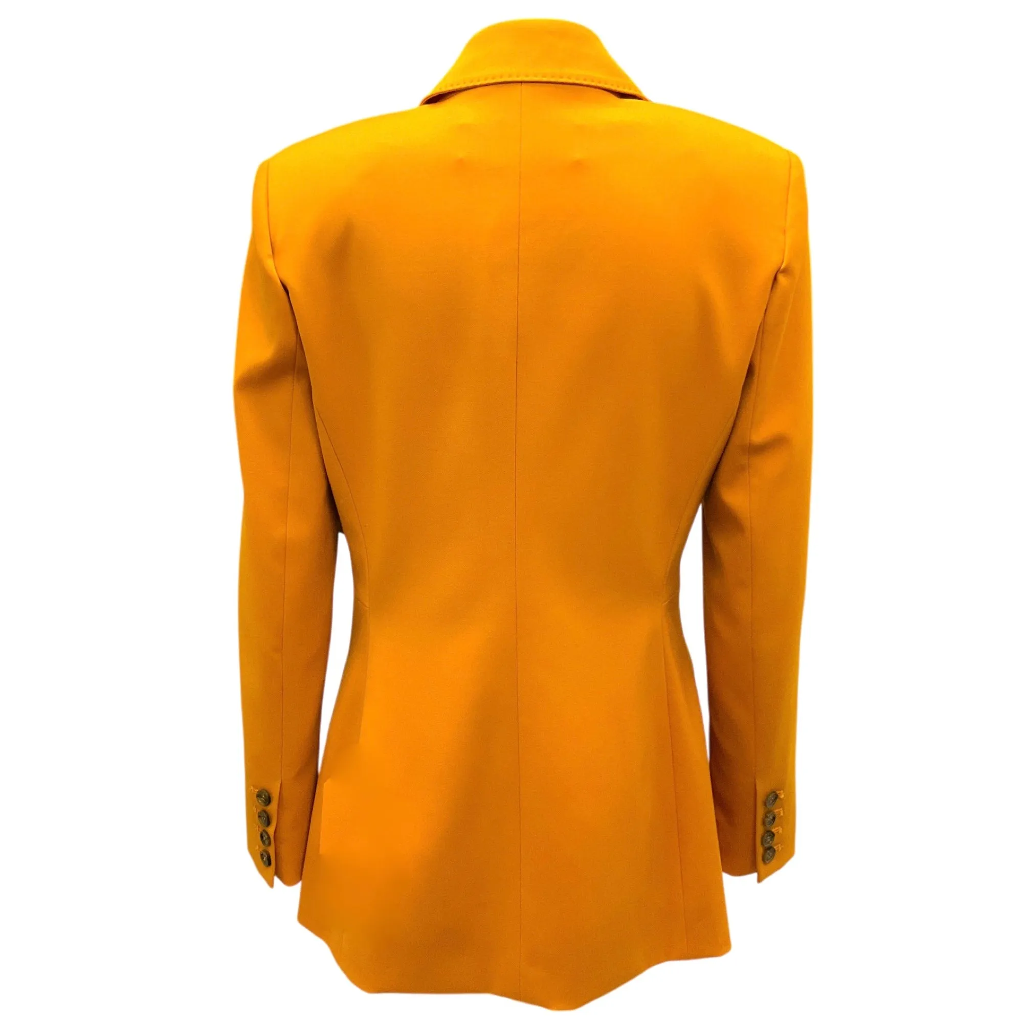 Oscar de la Renta Mustard 2020 One-Button Classic Wool Blazer