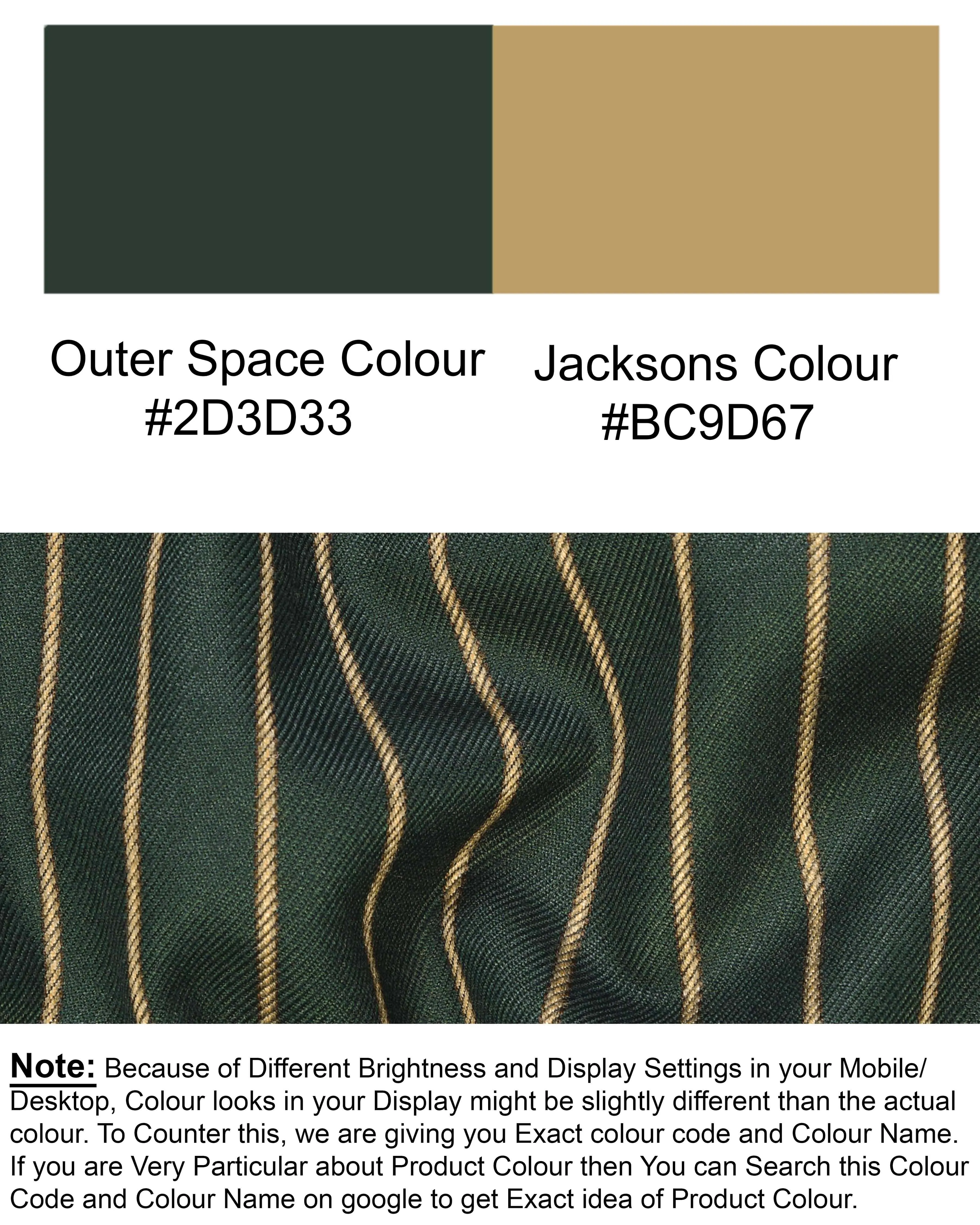 Outer Space Green striped Bandhgala/Mandarin Blazer