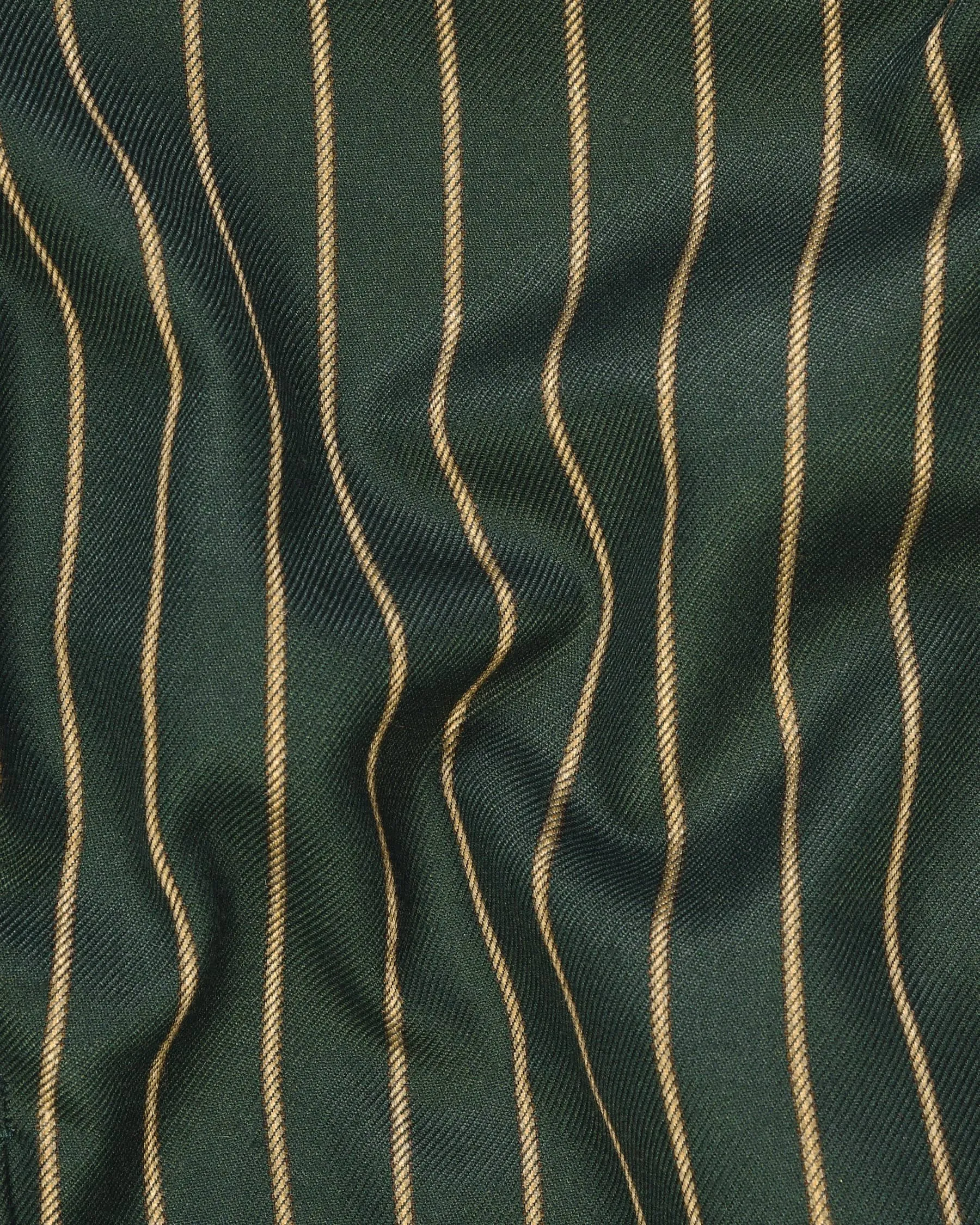 Outer Space Green striped Bandhgala/Mandarin Blazer