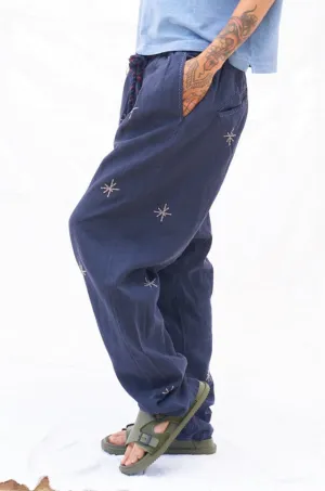 P61 Chino Hemp Organic Cotton Embroidery Stars Sulfur Black