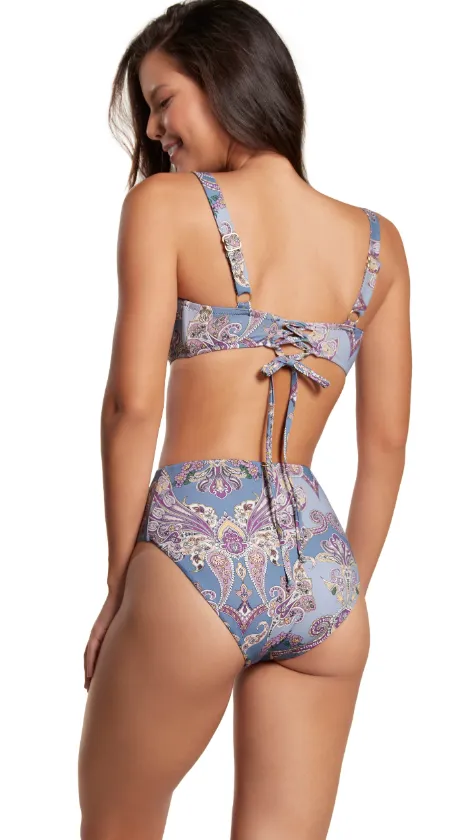 Paisley Scoop Top High Waist Bikini Set