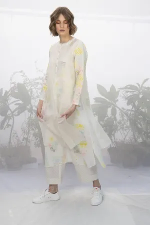 Pallavi singh ivory double layer tunic with pants
