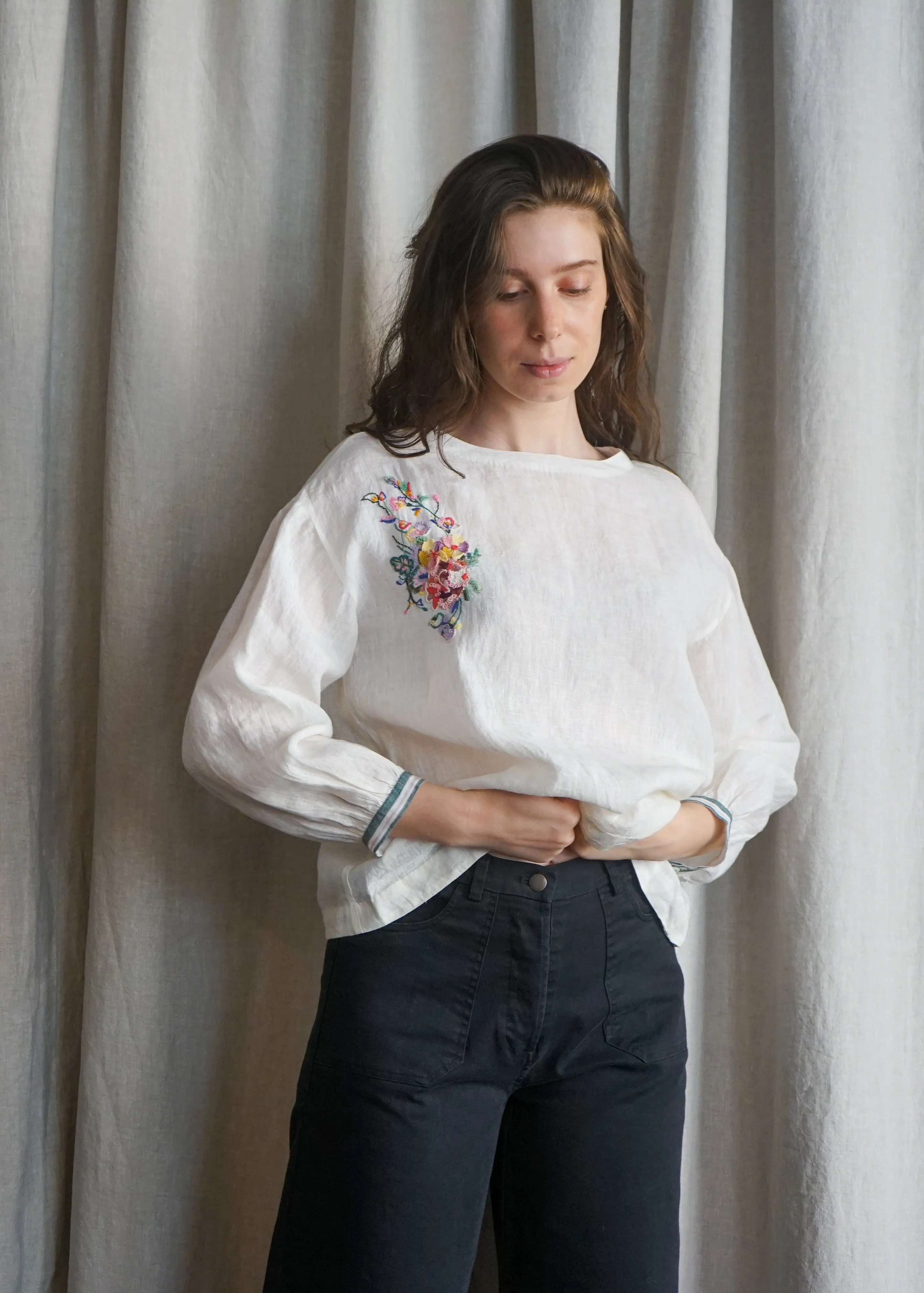 Palm Embroidered Top