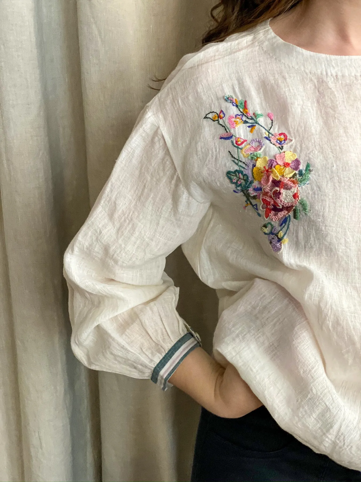 Palm Embroidered Top