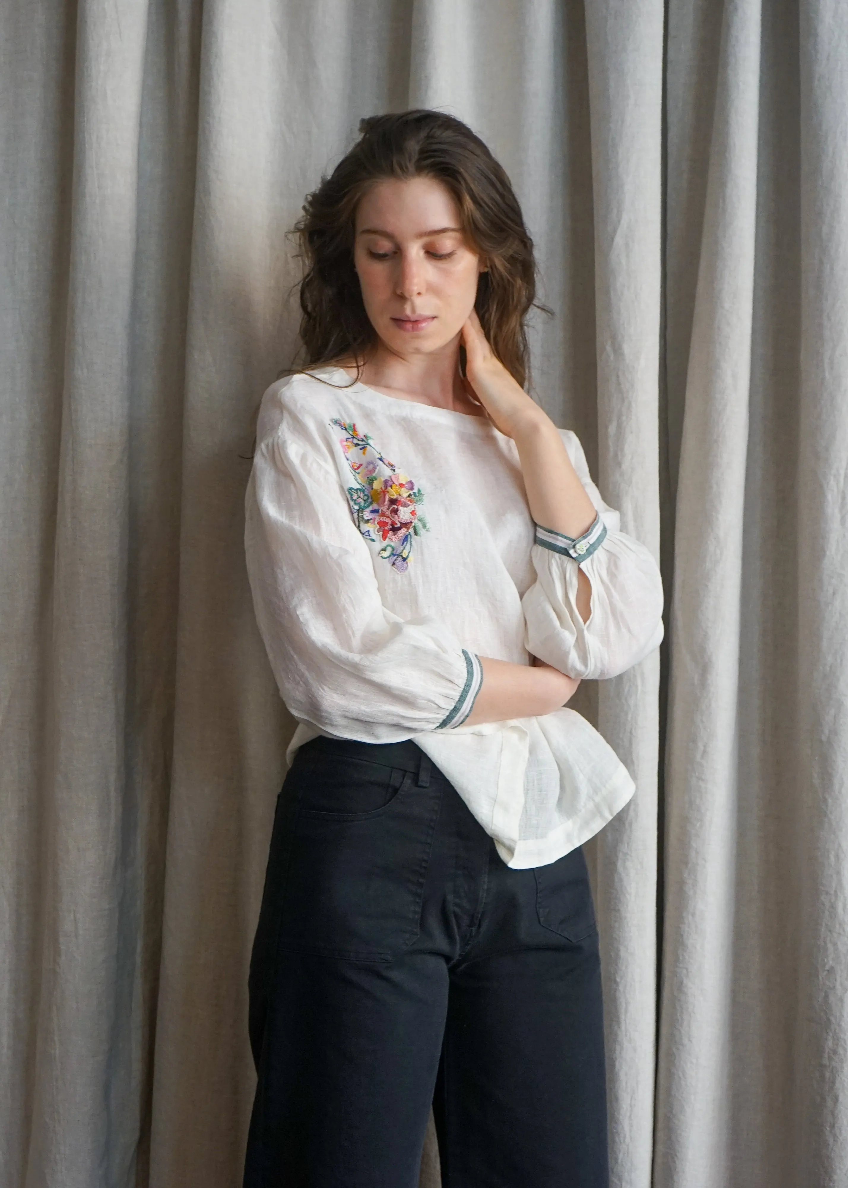 Palm Embroidered Top