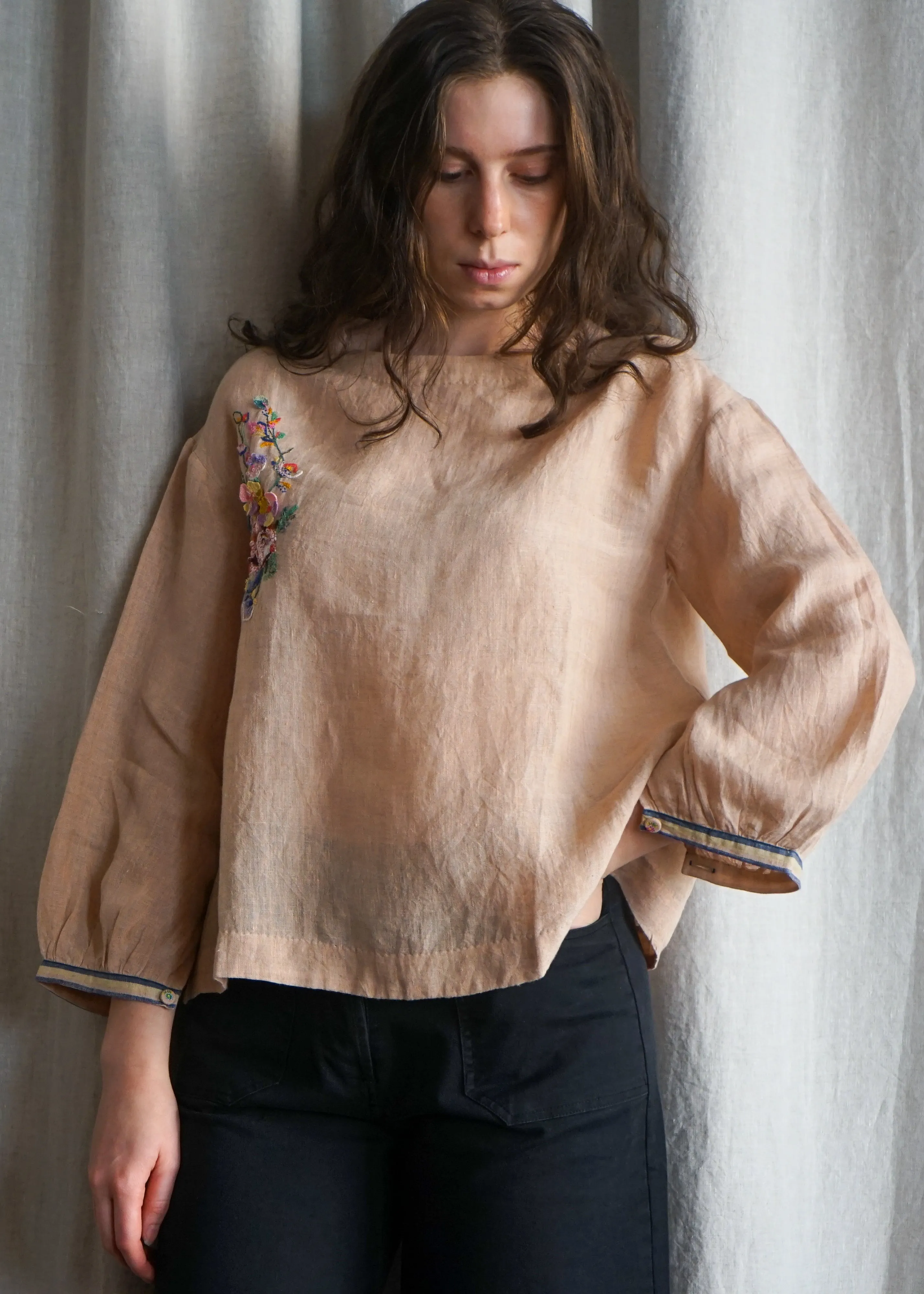 Palm Embroidered Top