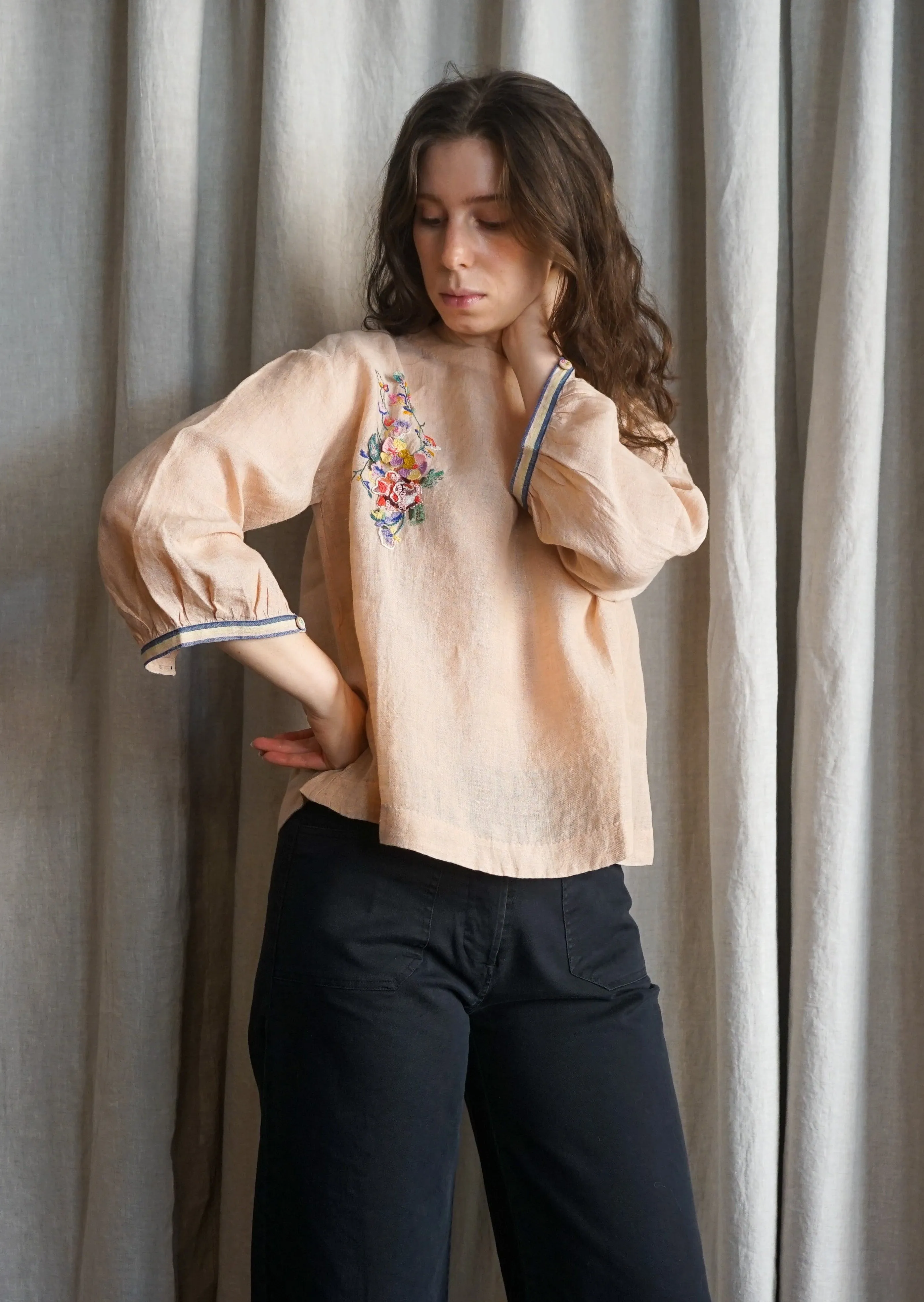 Palm Embroidered Top