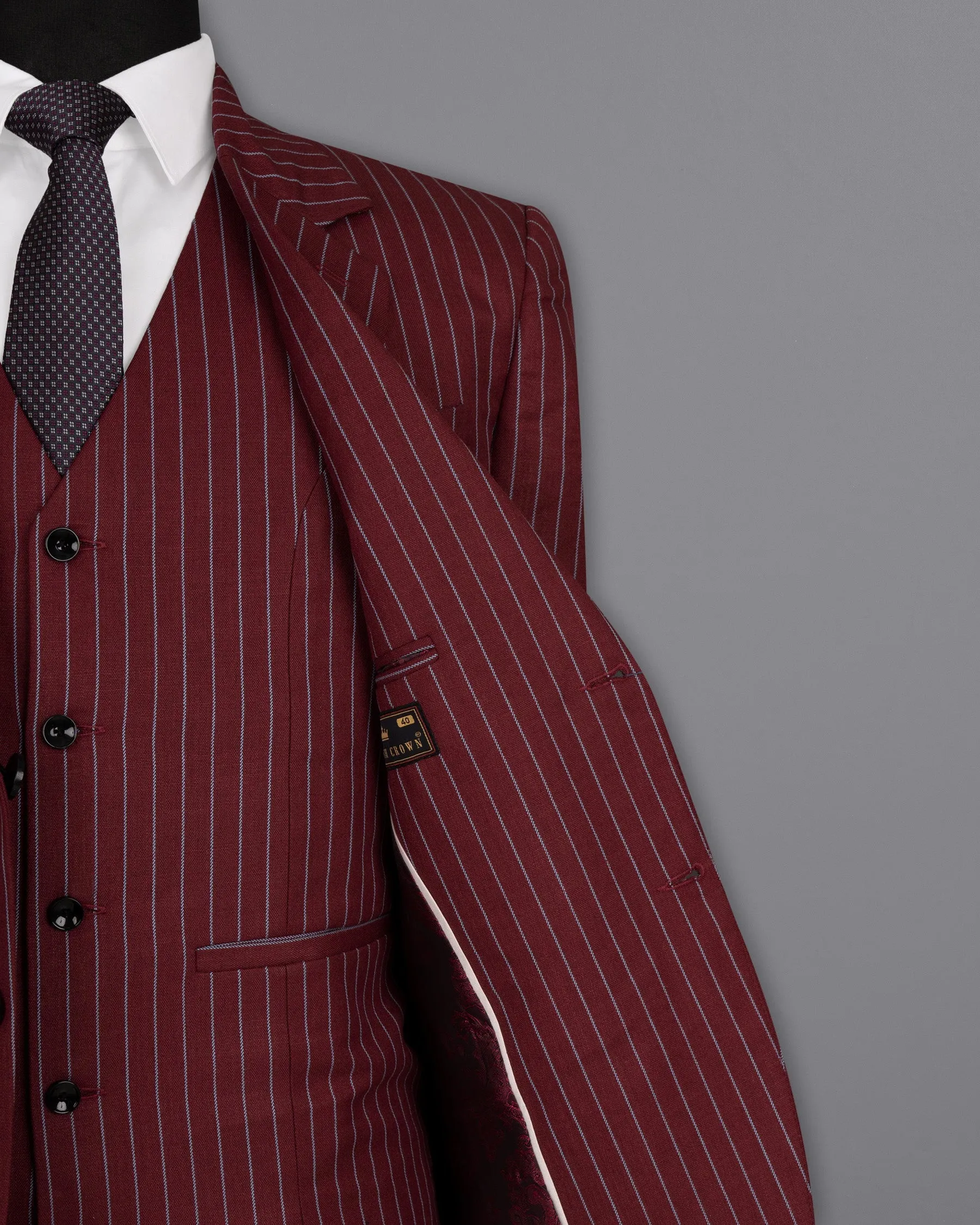 Paprika Red Striped Wool Rich Blazer