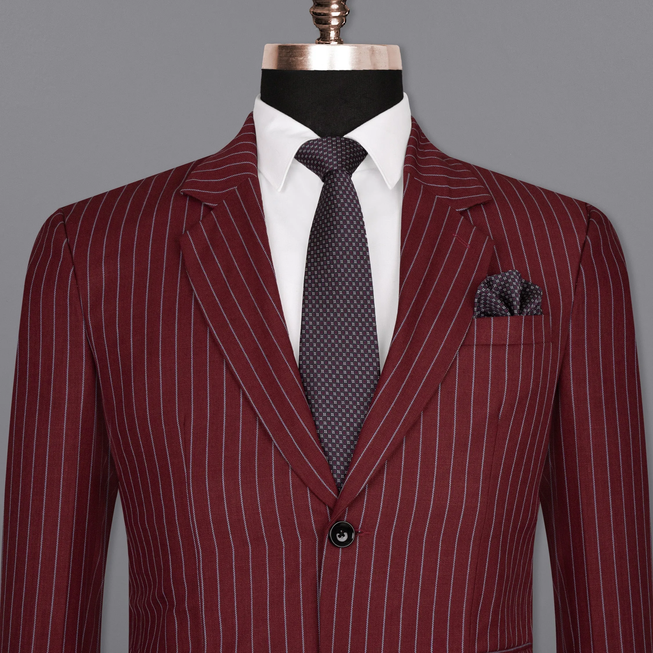 Paprika Red Striped Wool Rich Blazer