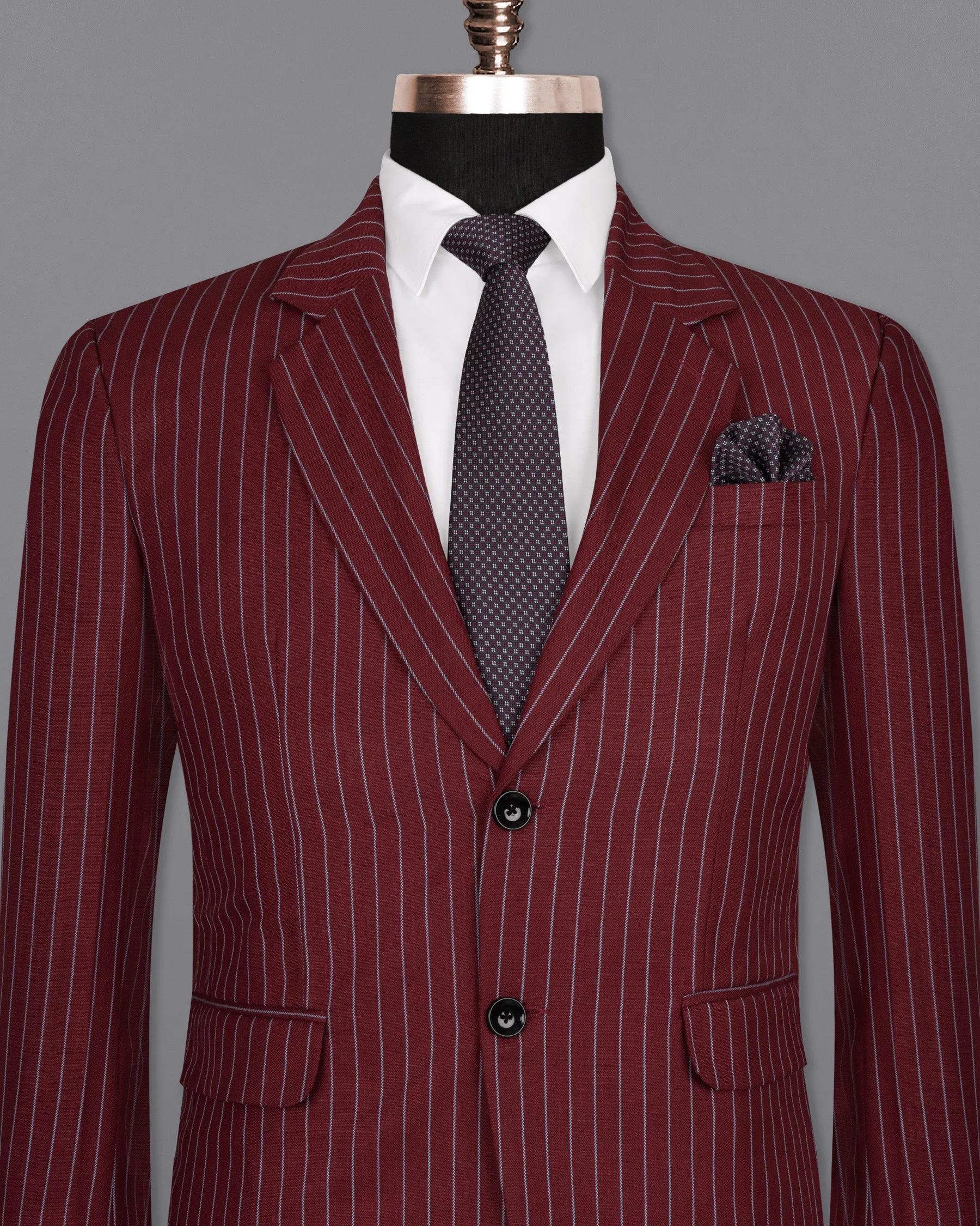 Paprika Red Striped Wool Rich Blazer