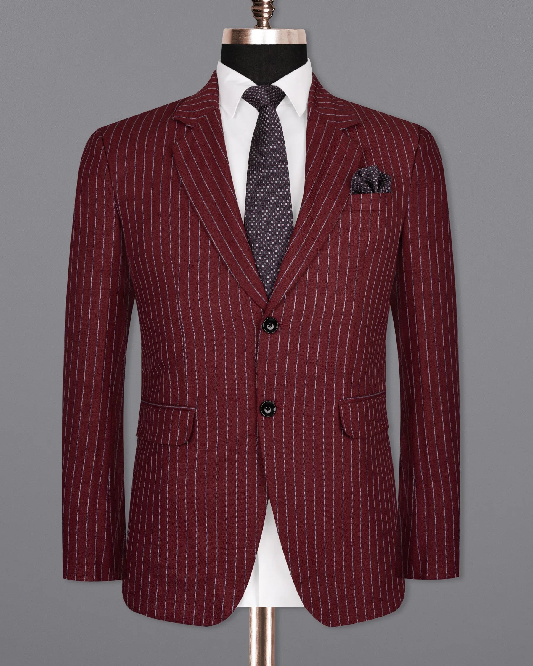 Paprika Red Striped Wool Rich Blazer