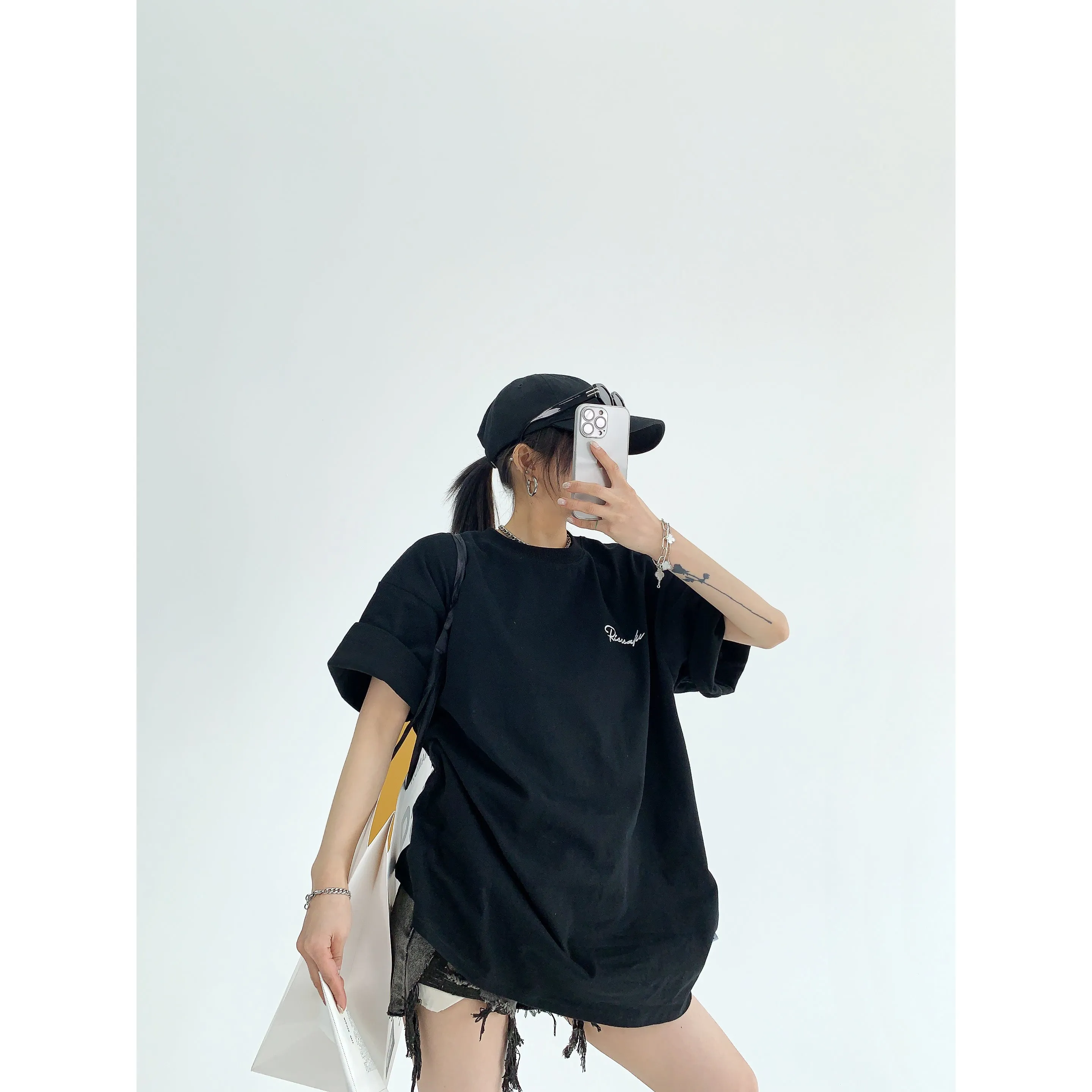 Patch Embroidery Oversized Graphic Top
