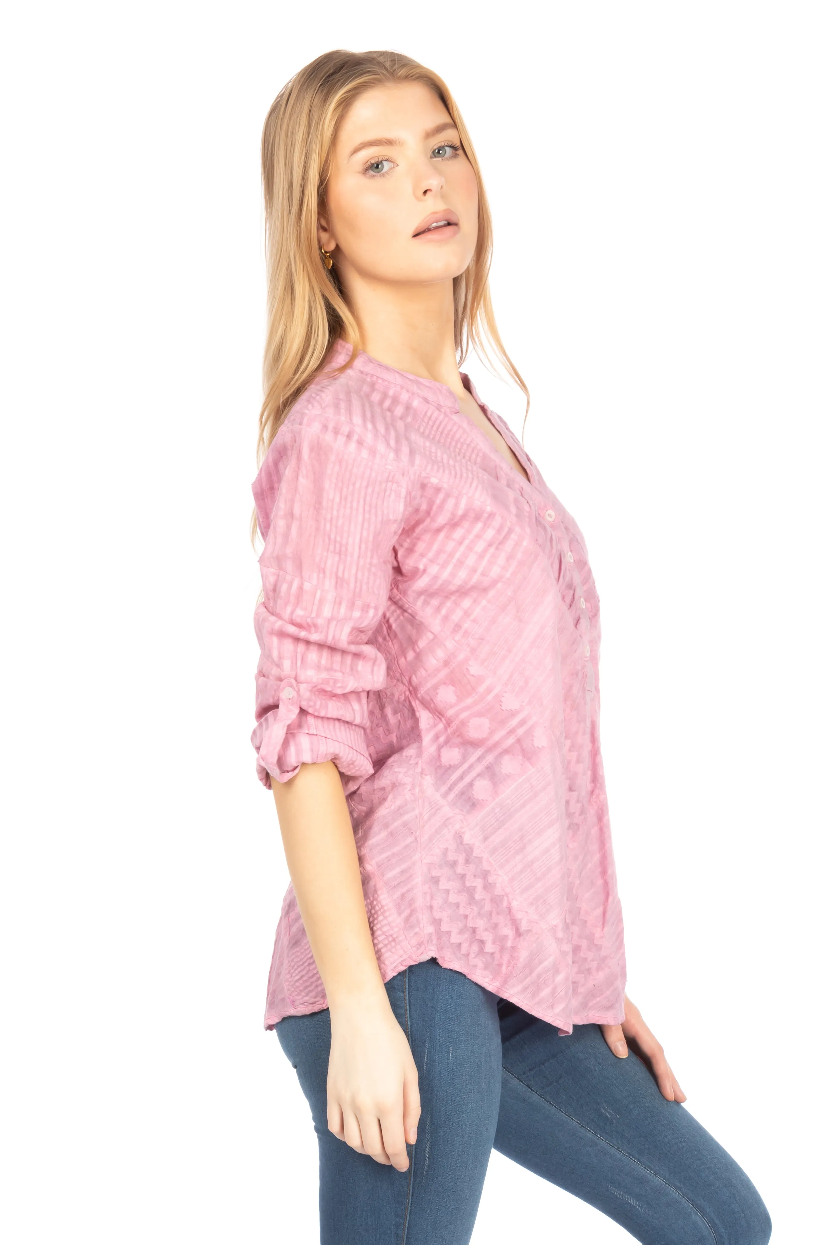 Patchwork Textured Tunic with Vintage Wash