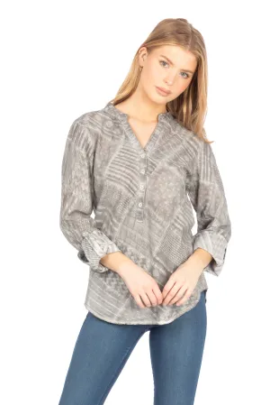 Patchwork Textured Tunic with Vintage Wash