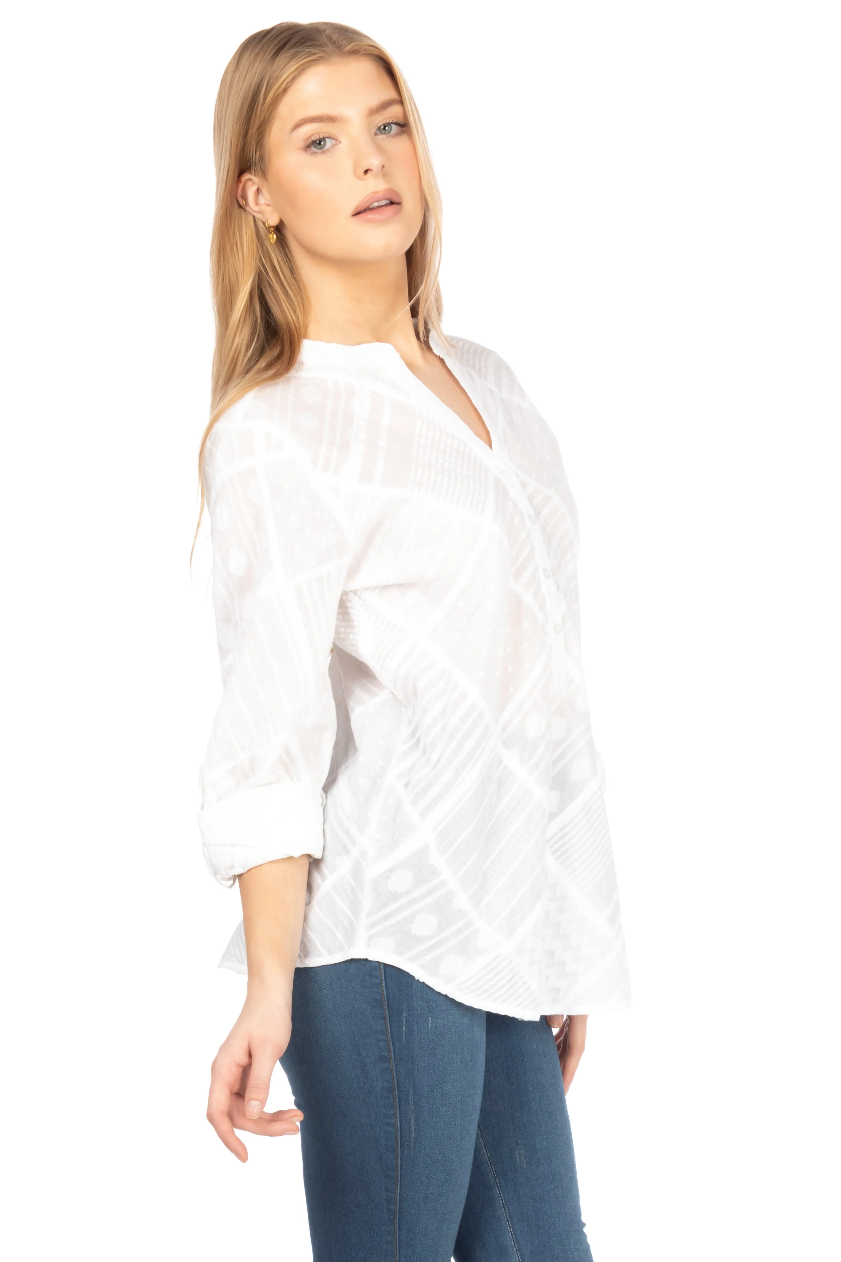 Patchwork Textured Tunic with Vintage Wash