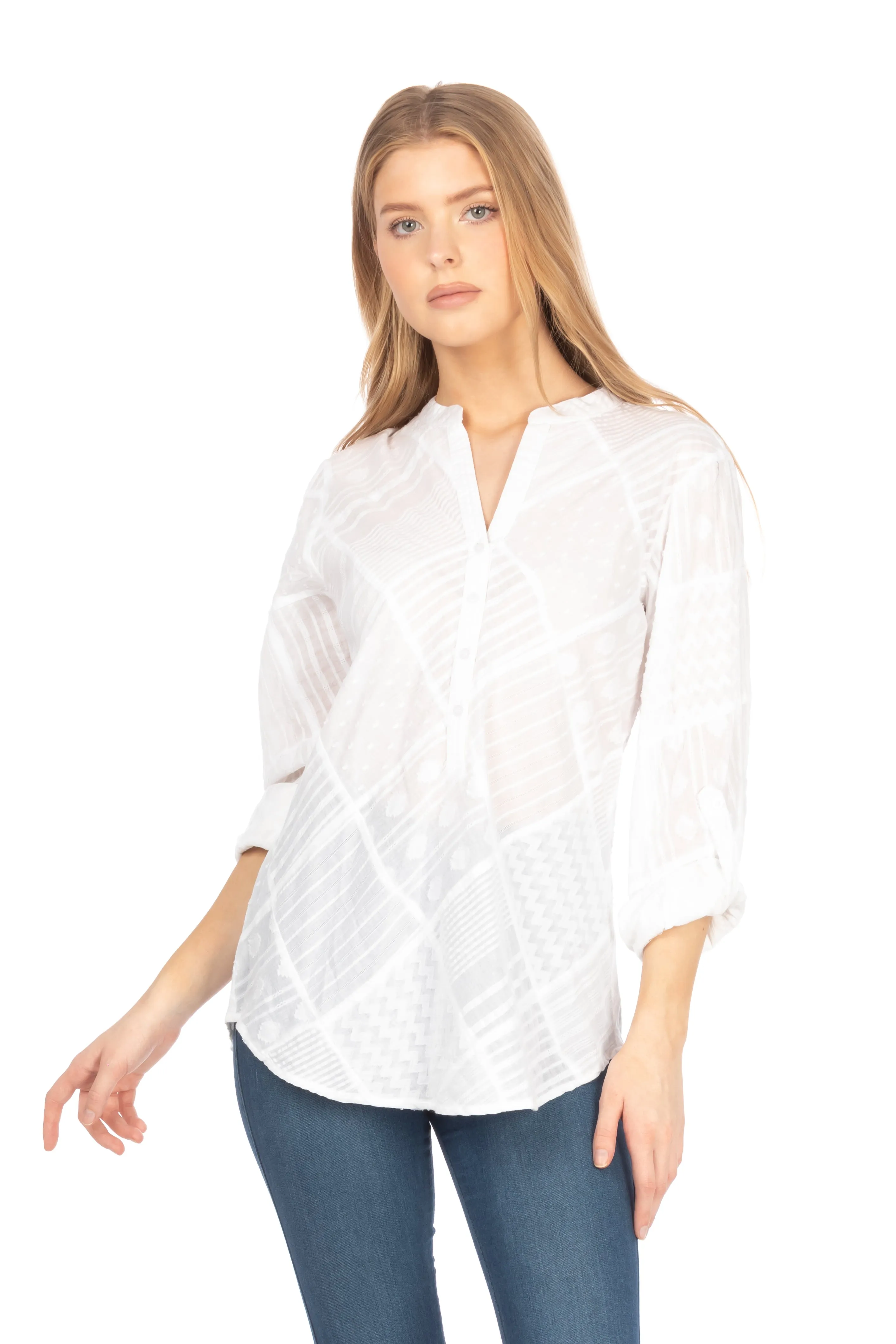 Patchwork Textured Tunic with Vintage Wash