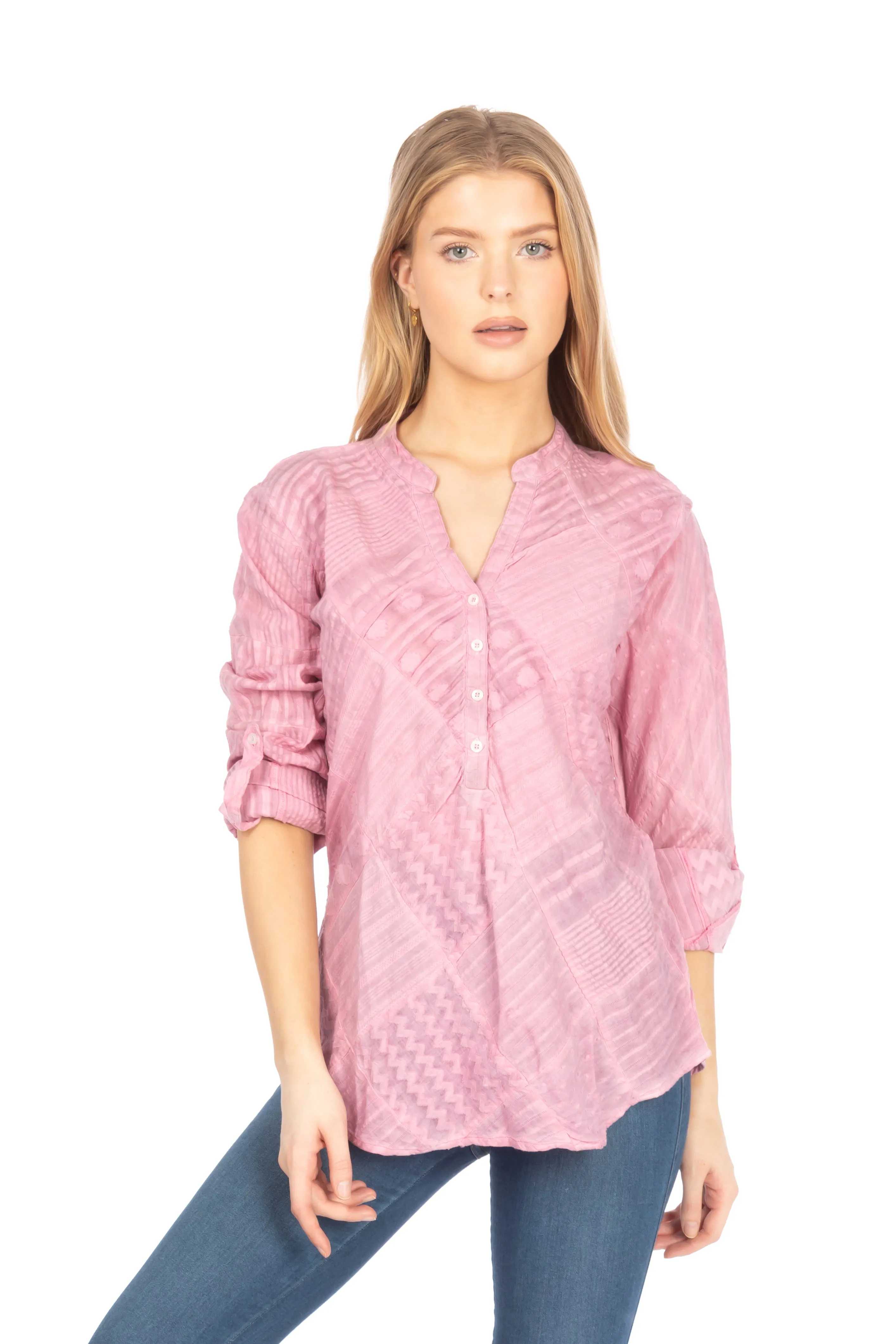 Patchwork Textured Tunic with Vintage Wash