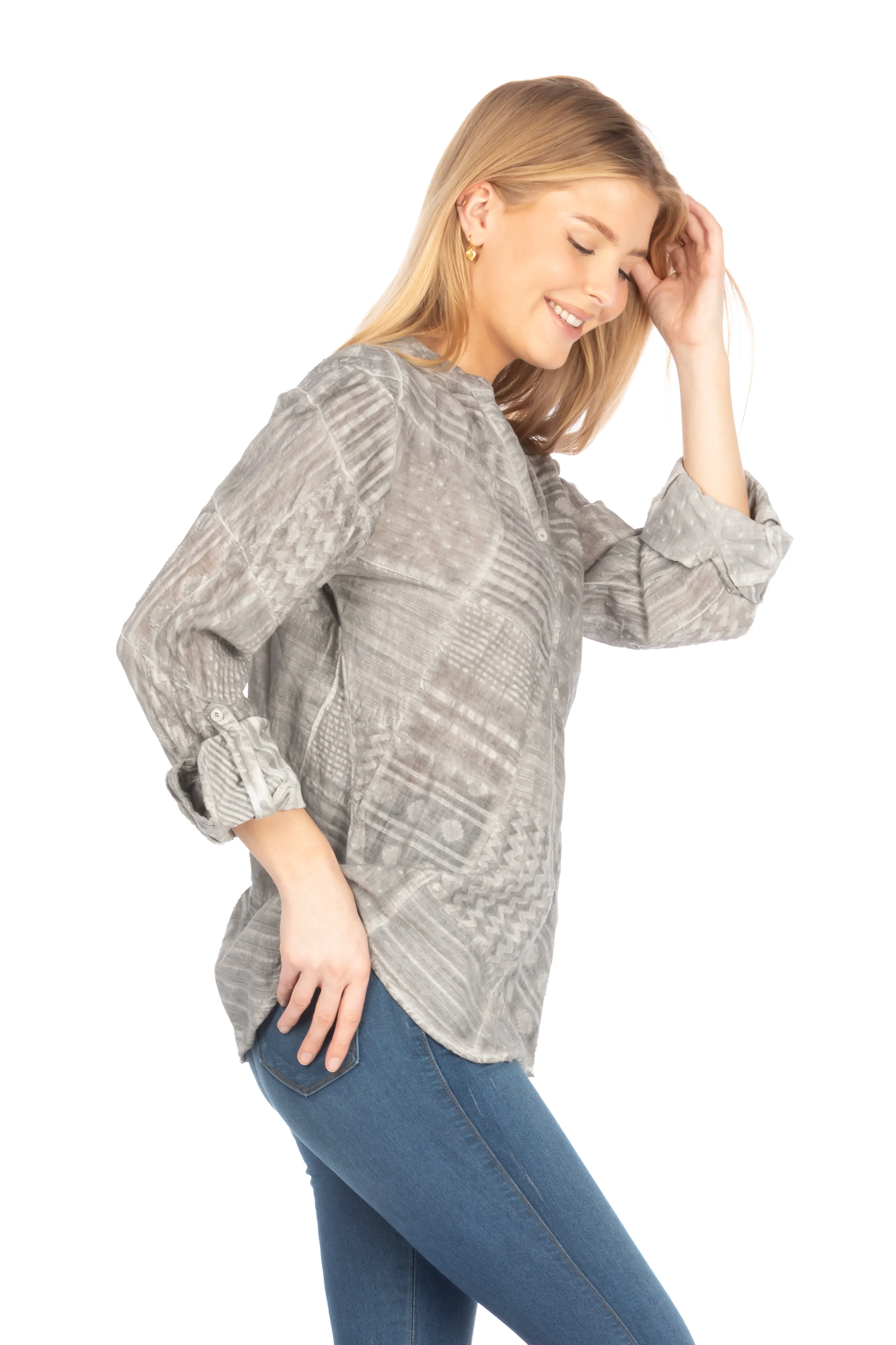 Patchwork Textured Tunic with Vintage Wash