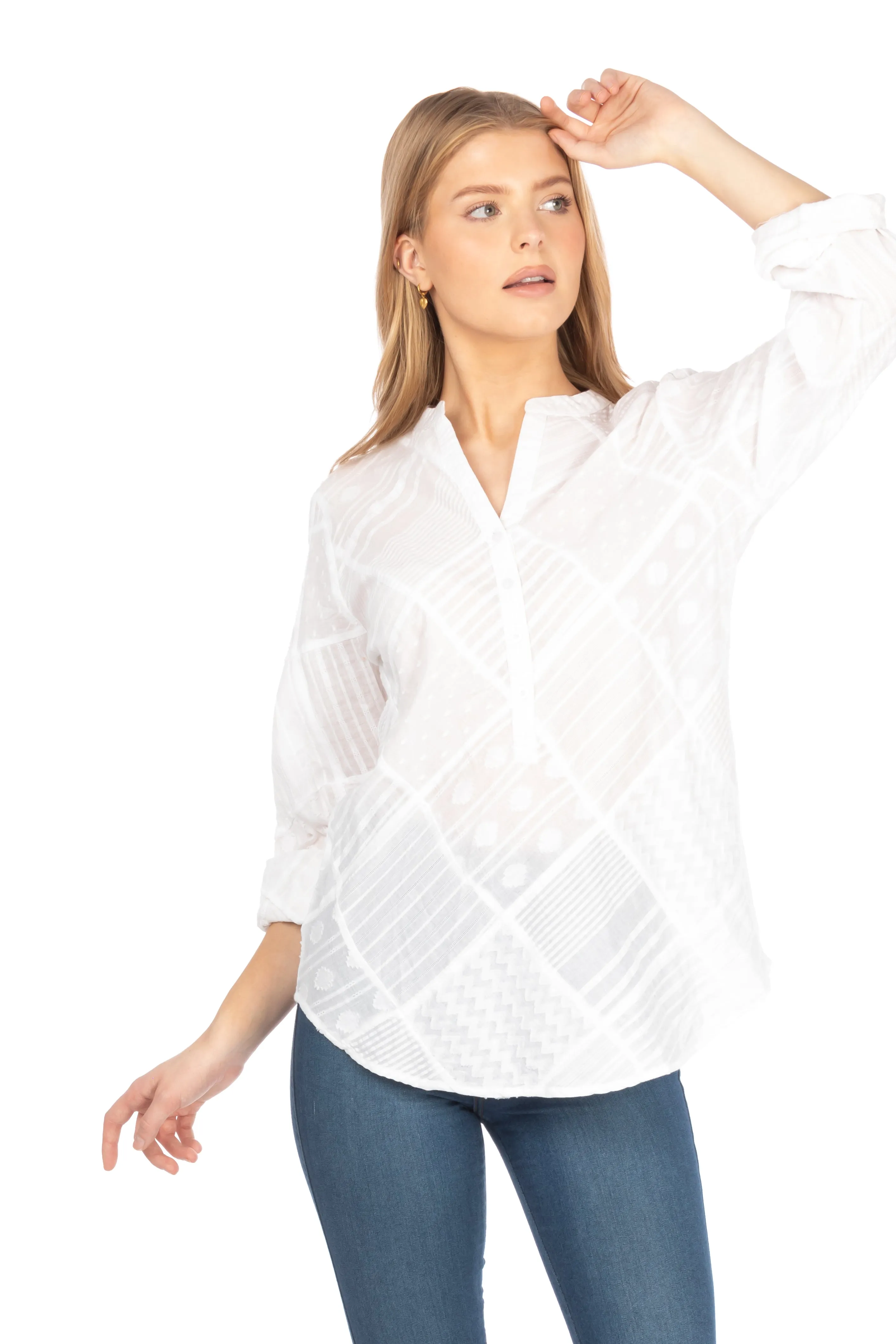 Patchwork Textured Tunic with Vintage Wash