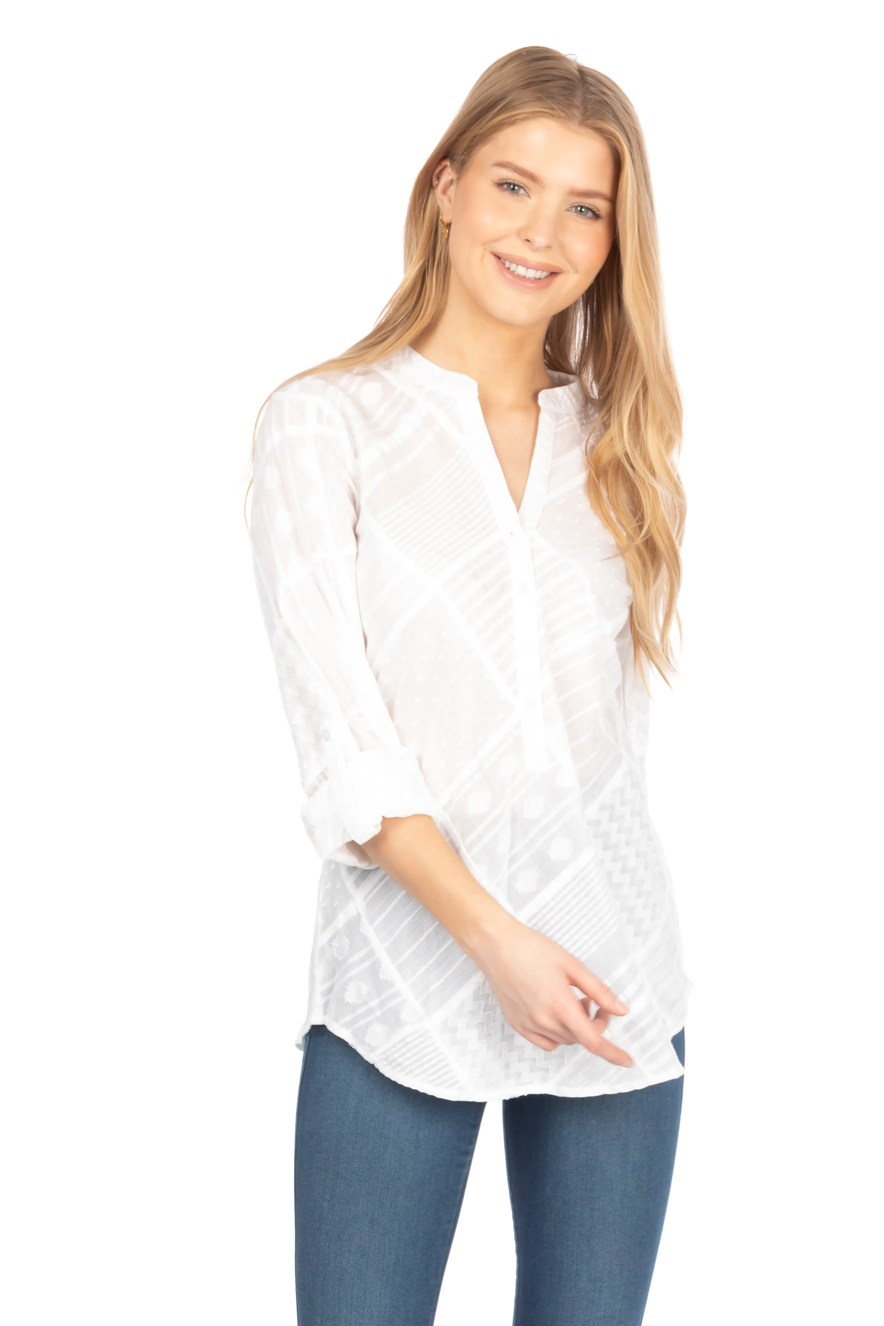 Patchwork Textured Tunic with Vintage Wash