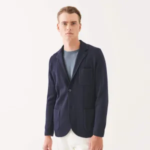 Patrick Assaraf Double Face Merino Half Milano Stitch Blazer - Navy