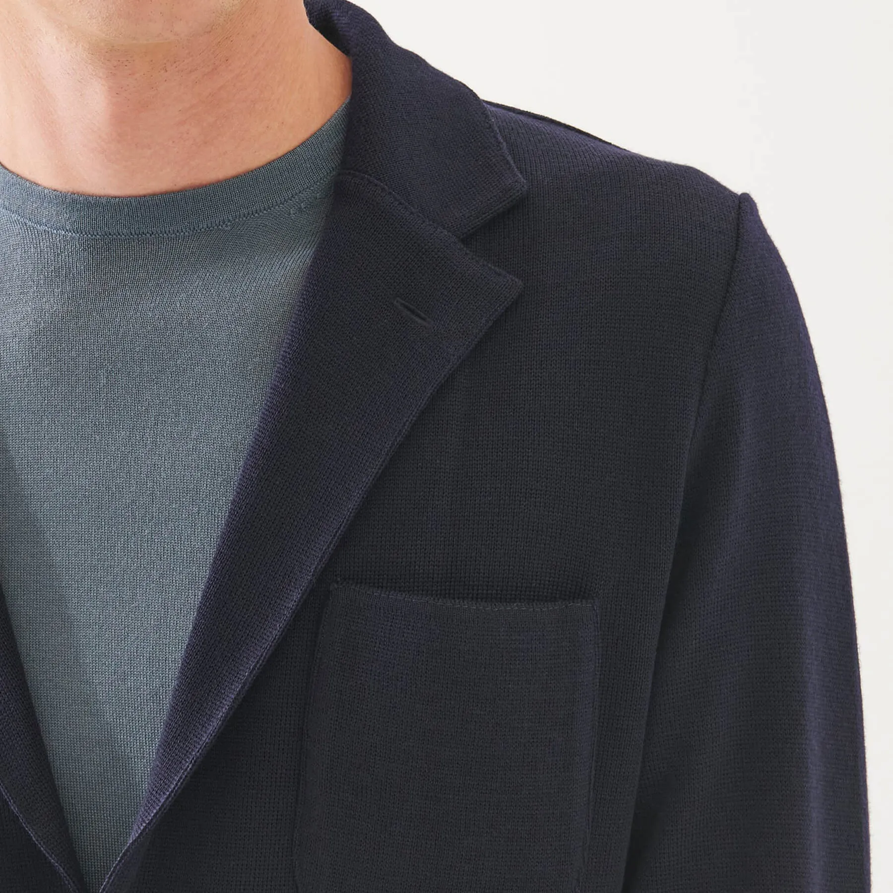 Patrick Assaraf Double Face Merino Half Milano Stitch Blazer - Navy