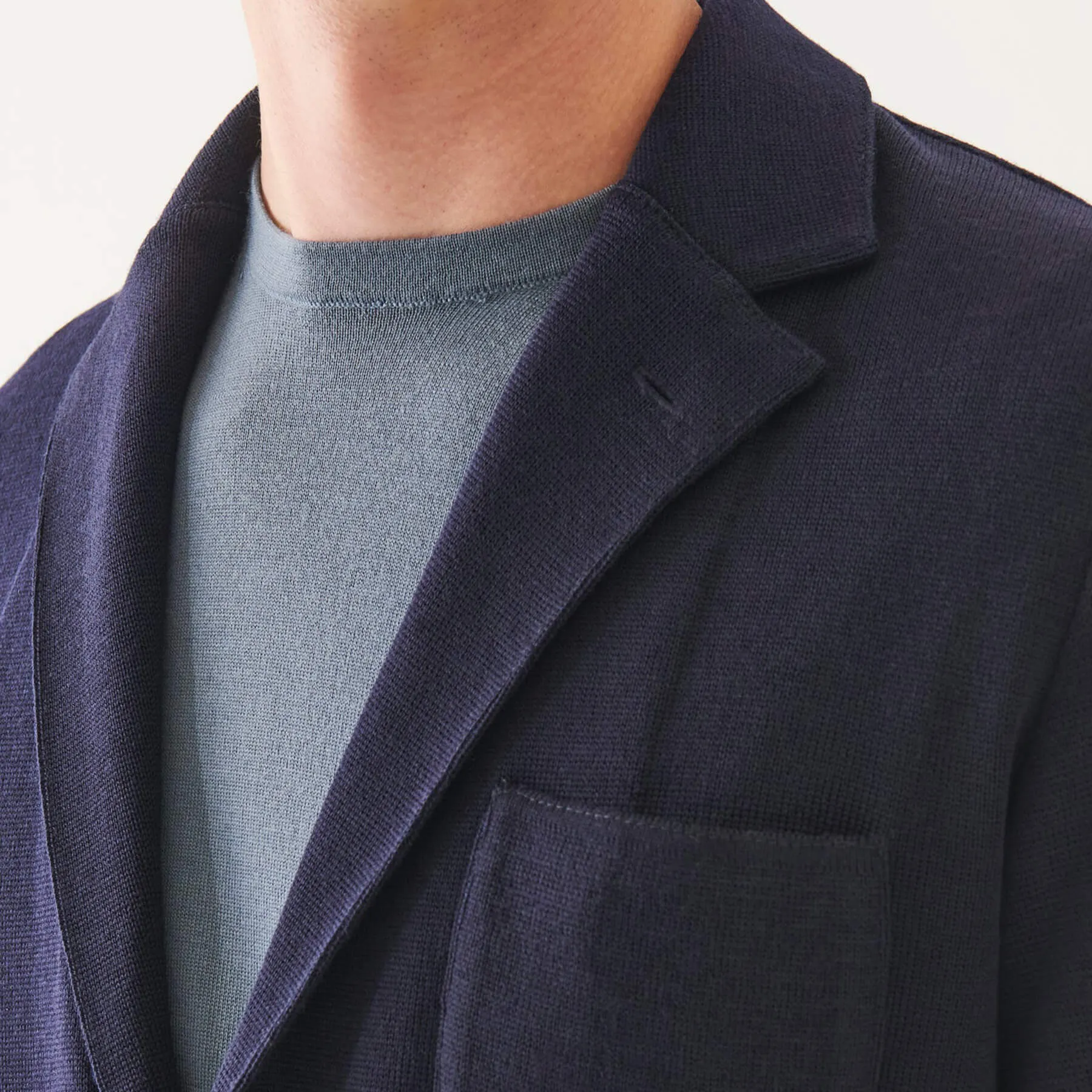 Patrick Assaraf Double Face Merino Half Milano Stitch Blazer - Navy