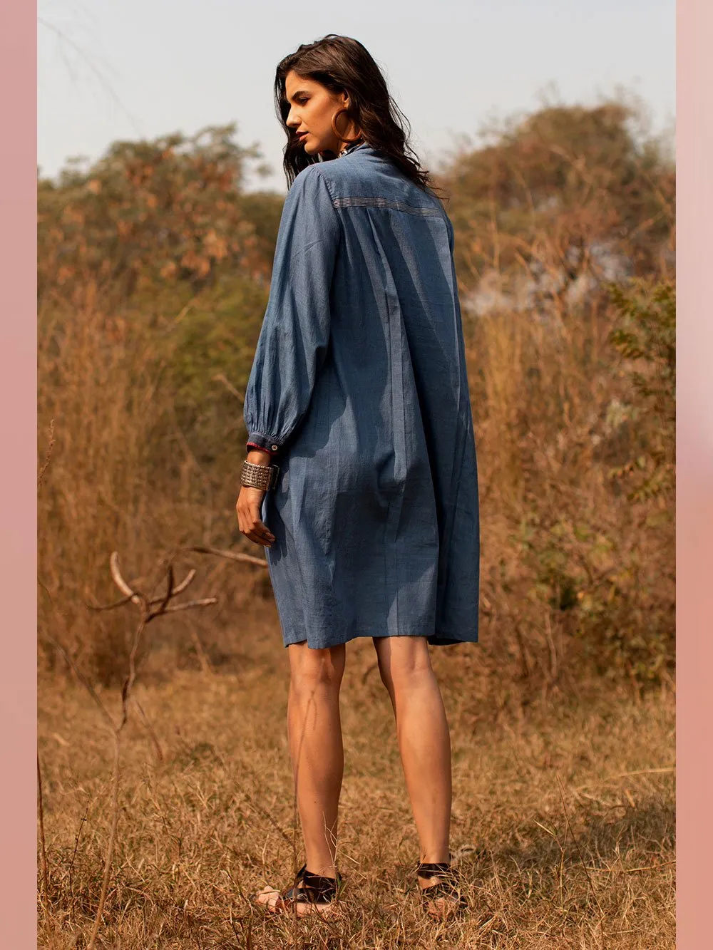 Payal Pratap   -   Tunic Keith  I  Collared Tunic With Smocking And Contrasting Placket