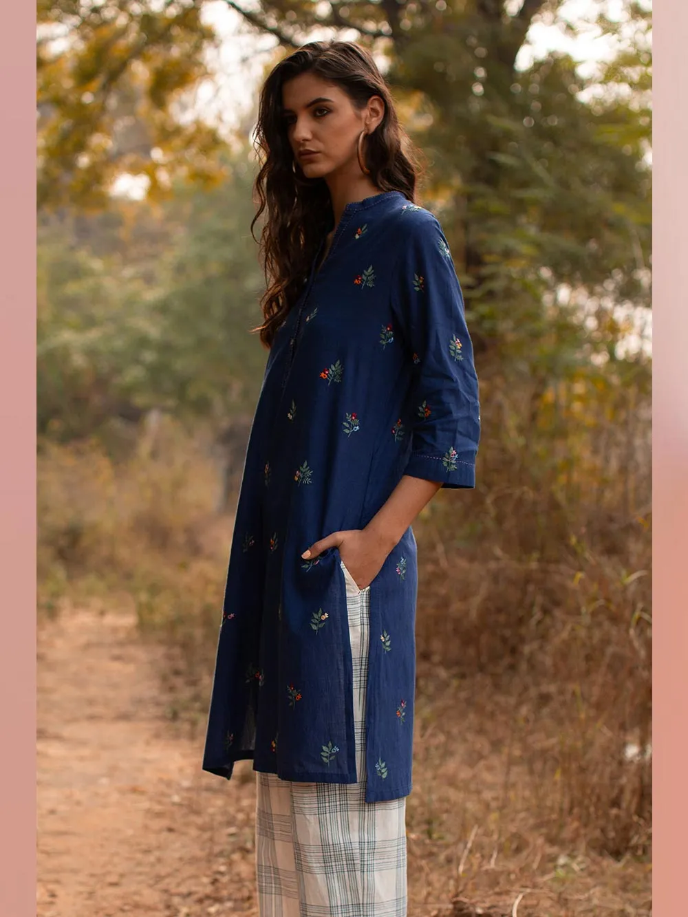 Payal Pratap   -   Tunic Rainey  I  Band Collar Tunic With Embroidery All Over