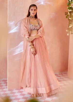 Peach Roxann Lehenga Cape Set