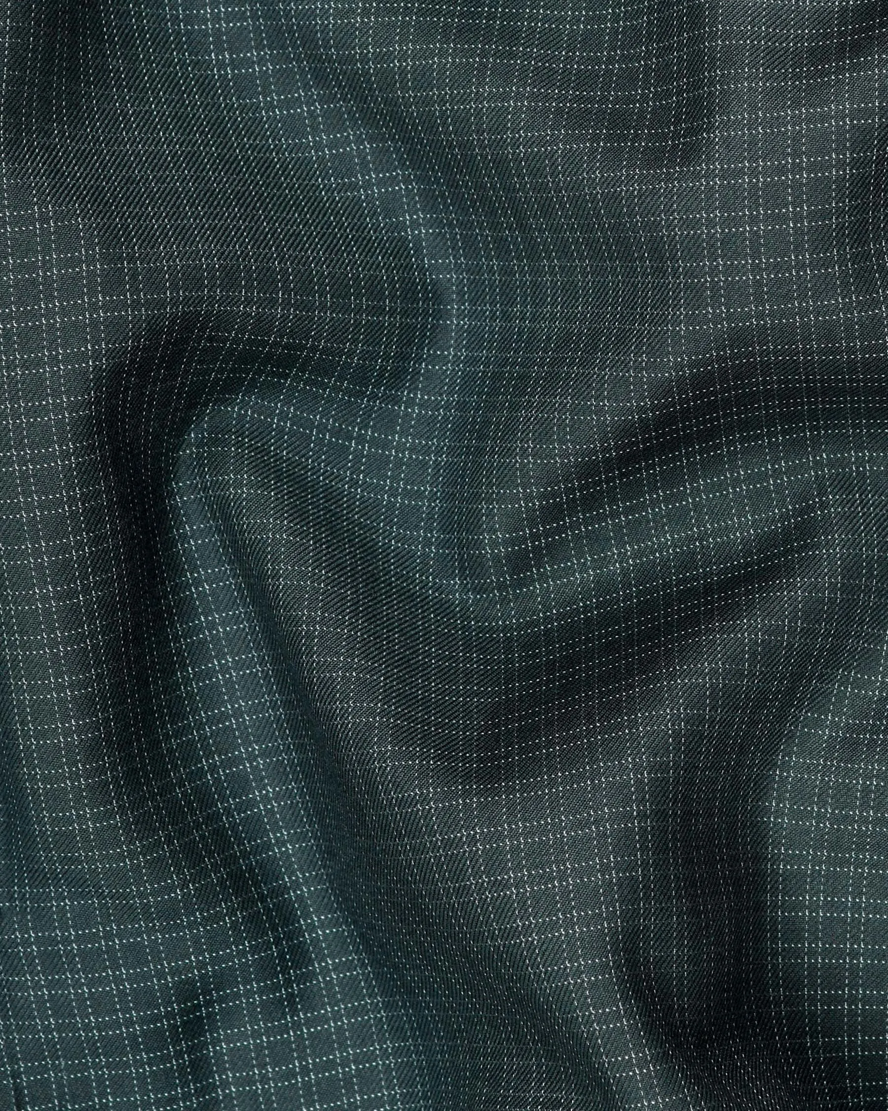 Peacock Green Double Windowpane Wool Rich Double Breasted Blazer
