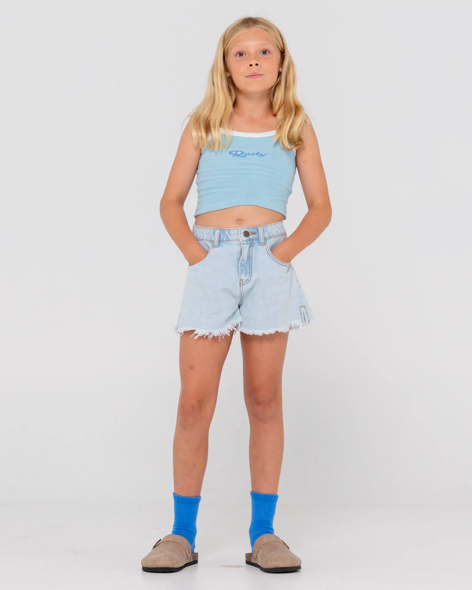 Penny Kick High Waisted Denim Short Girls