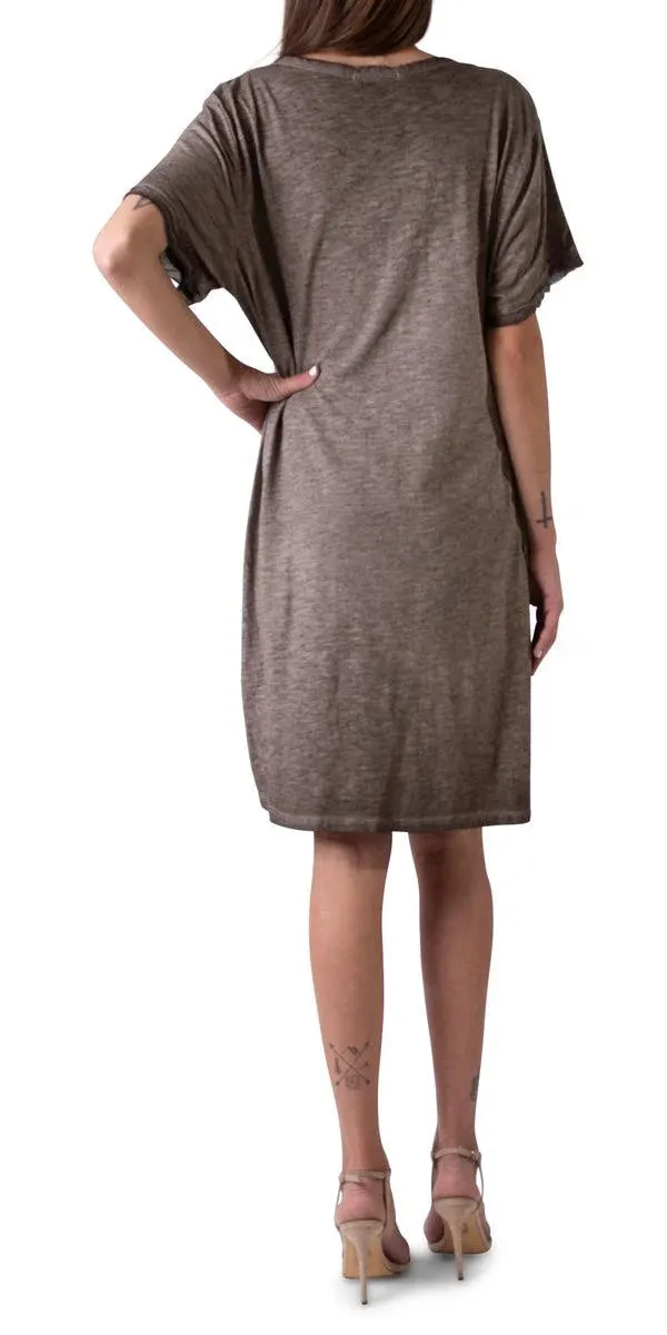 Perla Linen Short Dress in Chocolate