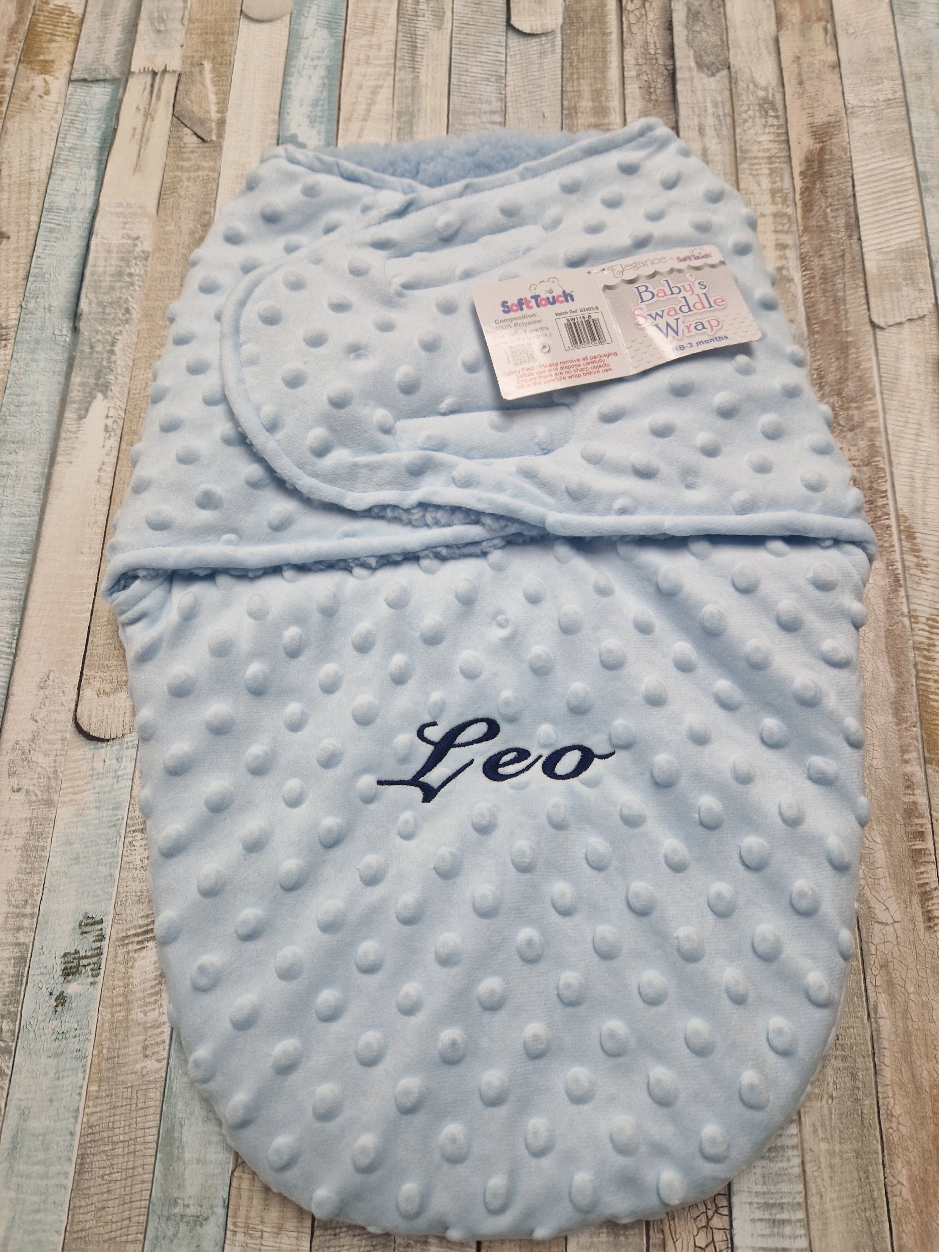 Personalised Baby Boys Blue Bubble Design Swaddle Wrap