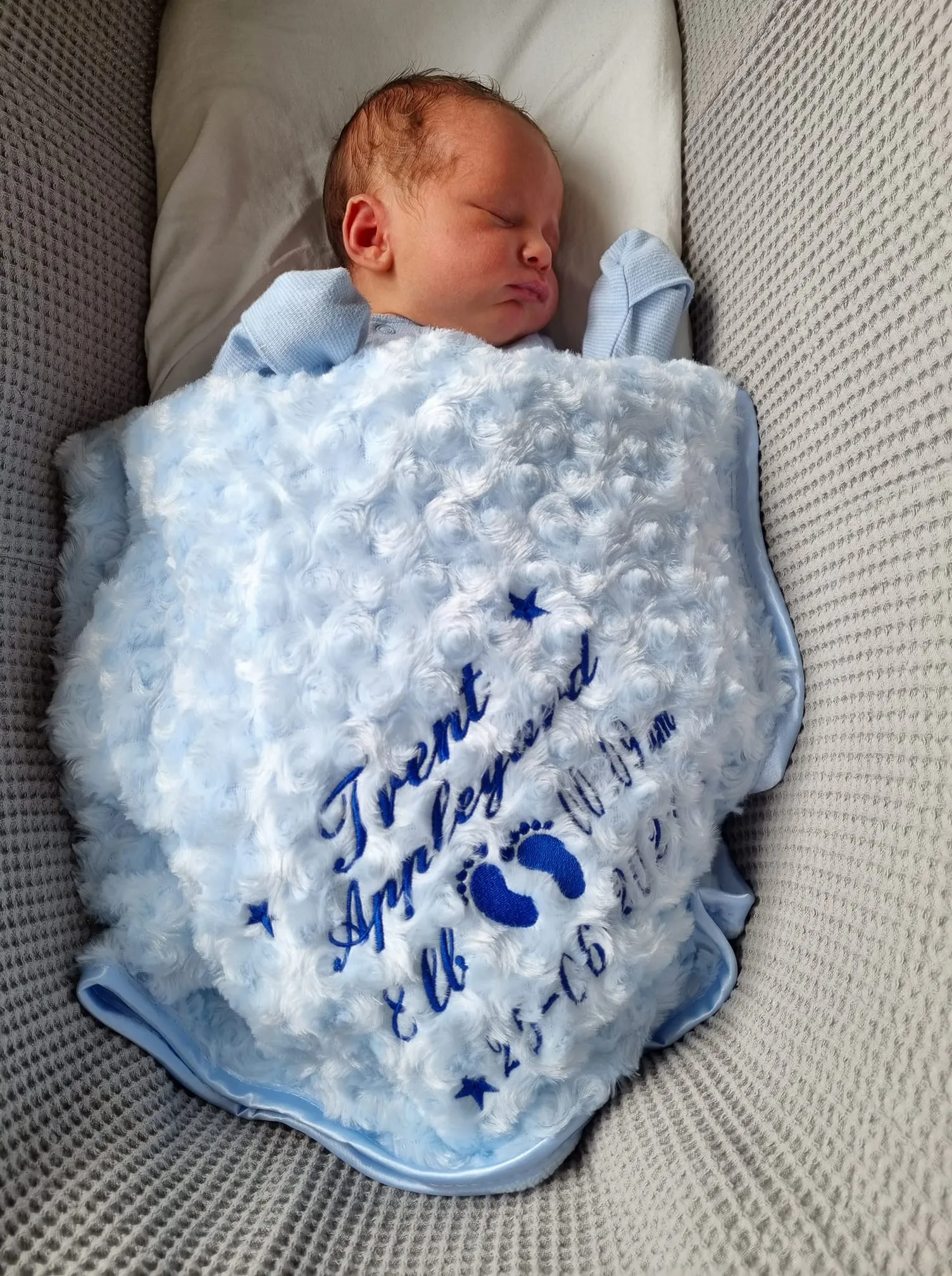 Personalised Baby Name, Time, Date Of Birth & Weight "Soft Rose" Wrap