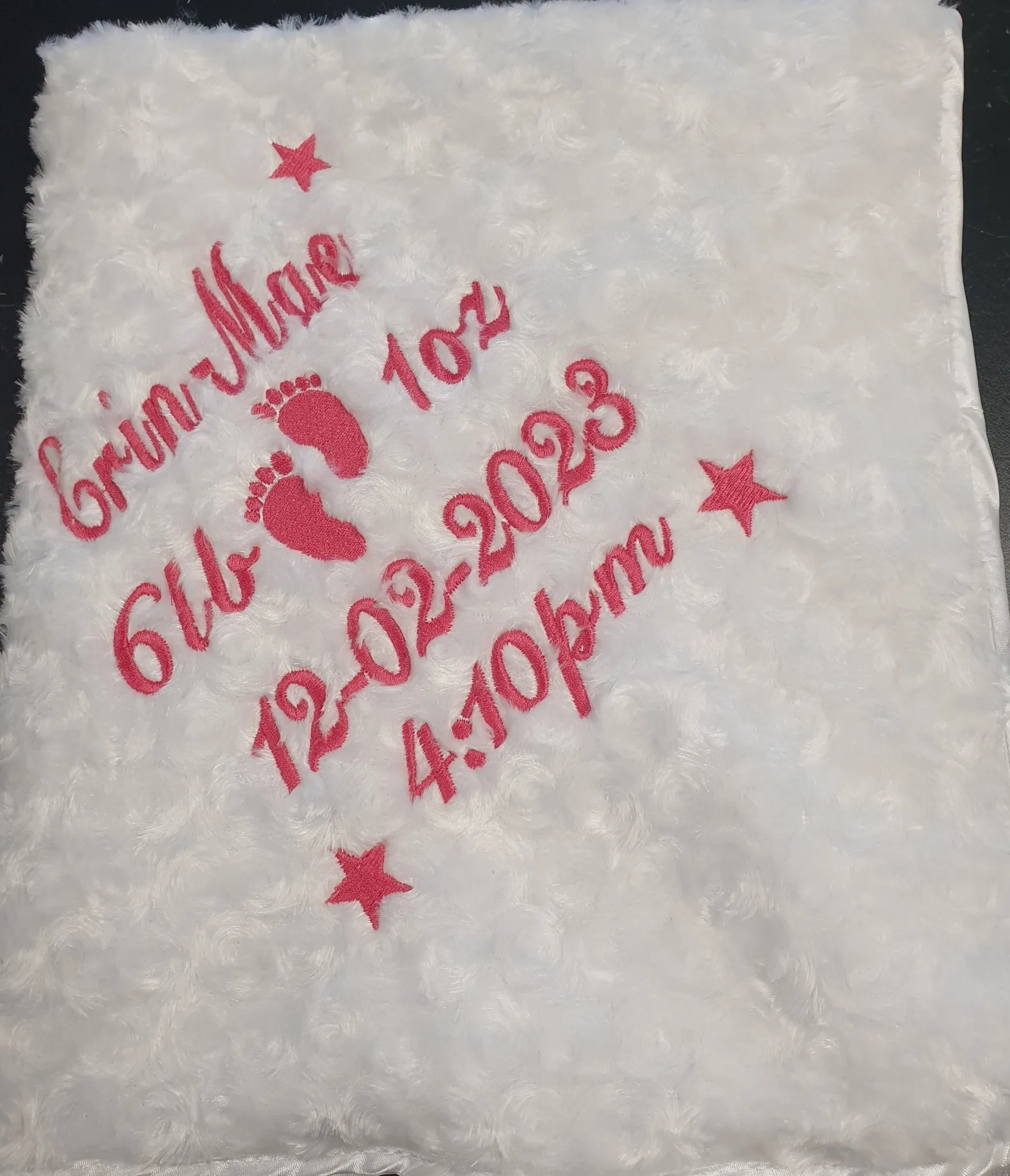 Personalised Baby Name, Time, Date Of Birth & Weight "Soft Rose" Wrap