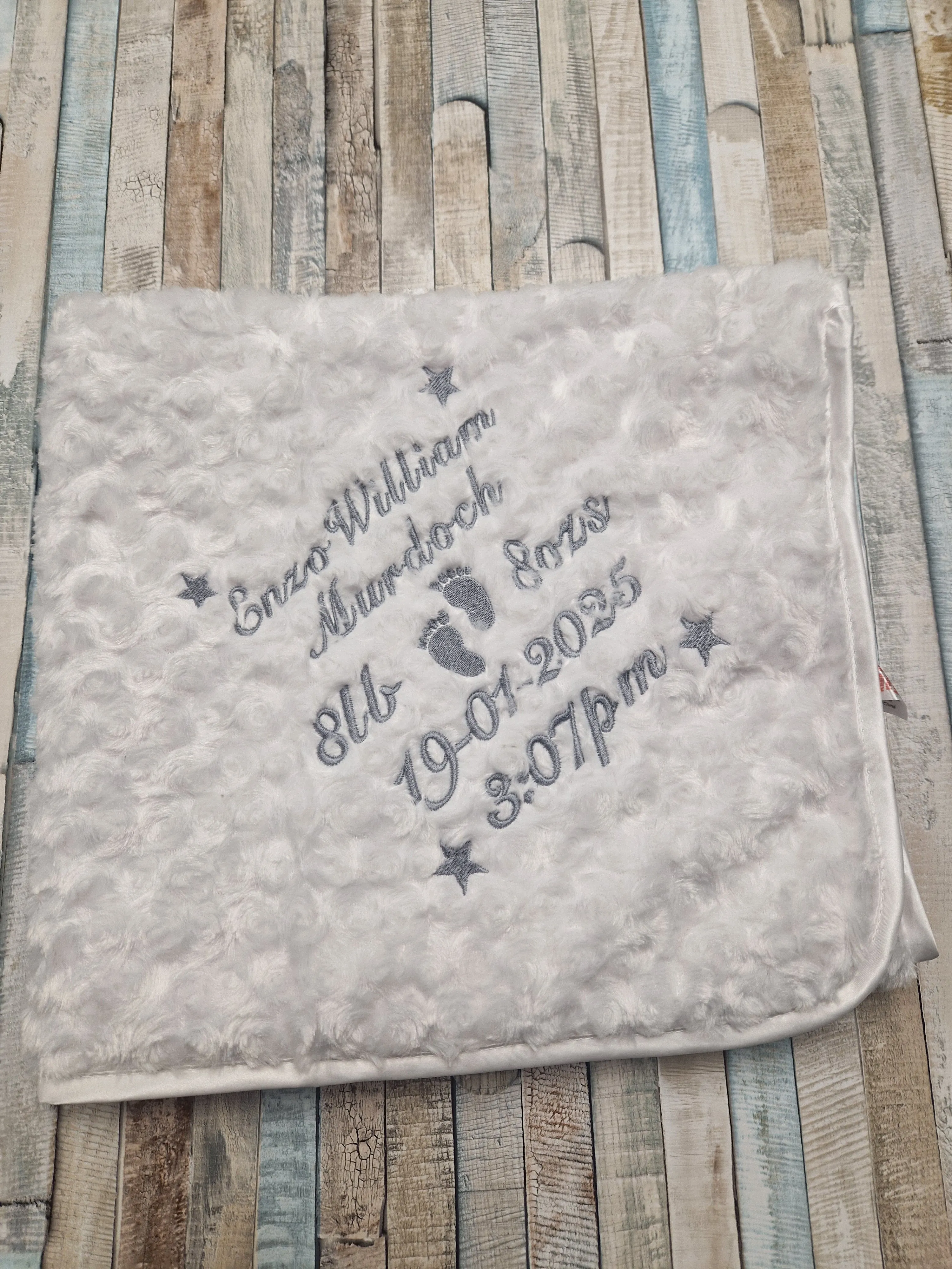 Personalised Baby Name, Time, Date Of Birth & Weight "Soft Rose" Wrap