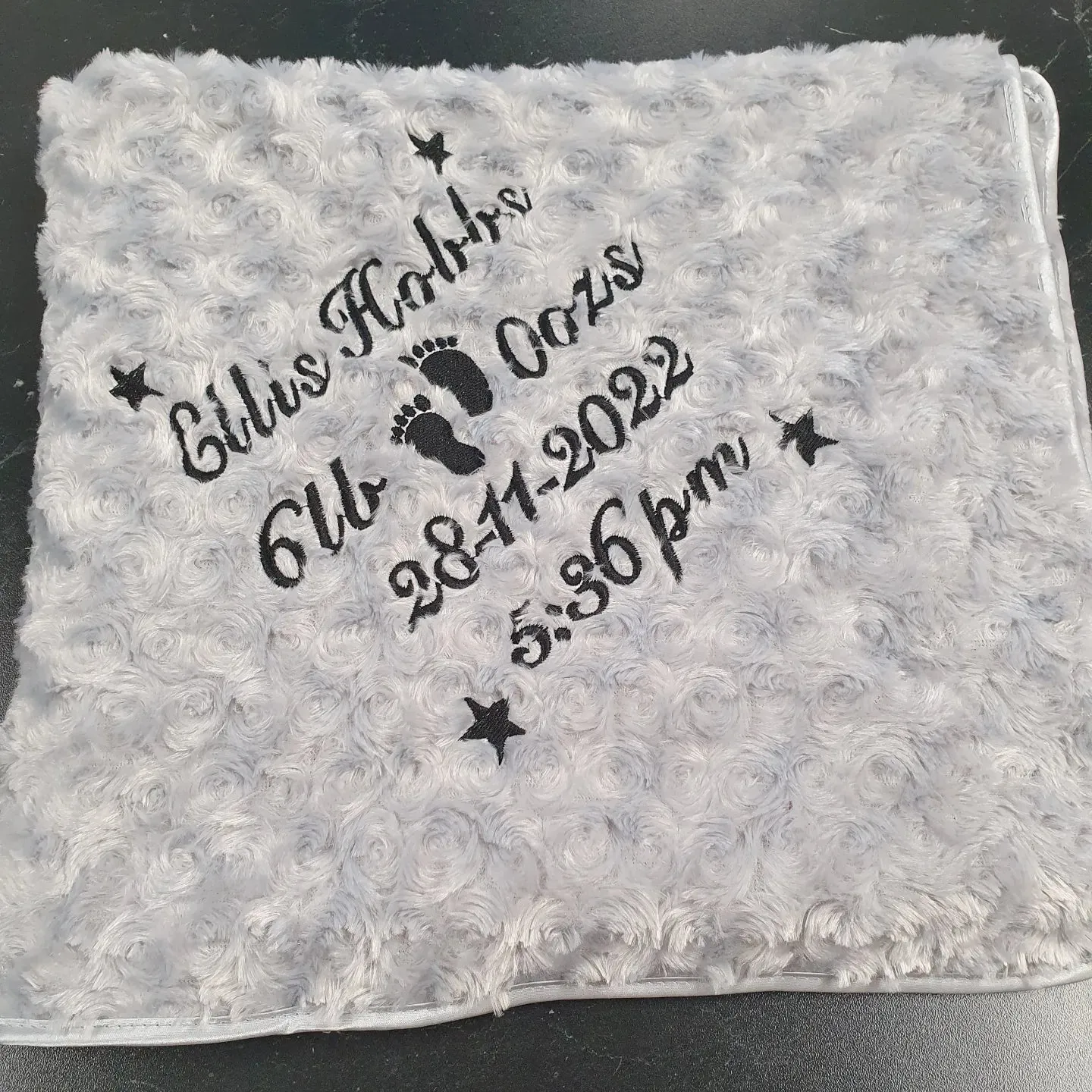 Personalised Baby Name, Time, Date Of Birth & Weight "Soft Rose" Wrap