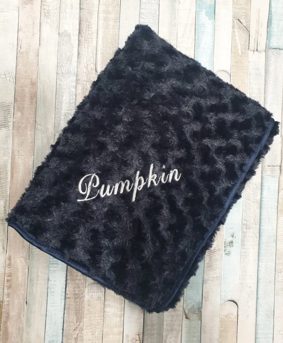 Personalised Navy Soft Rose Baby Wrap /Blanket